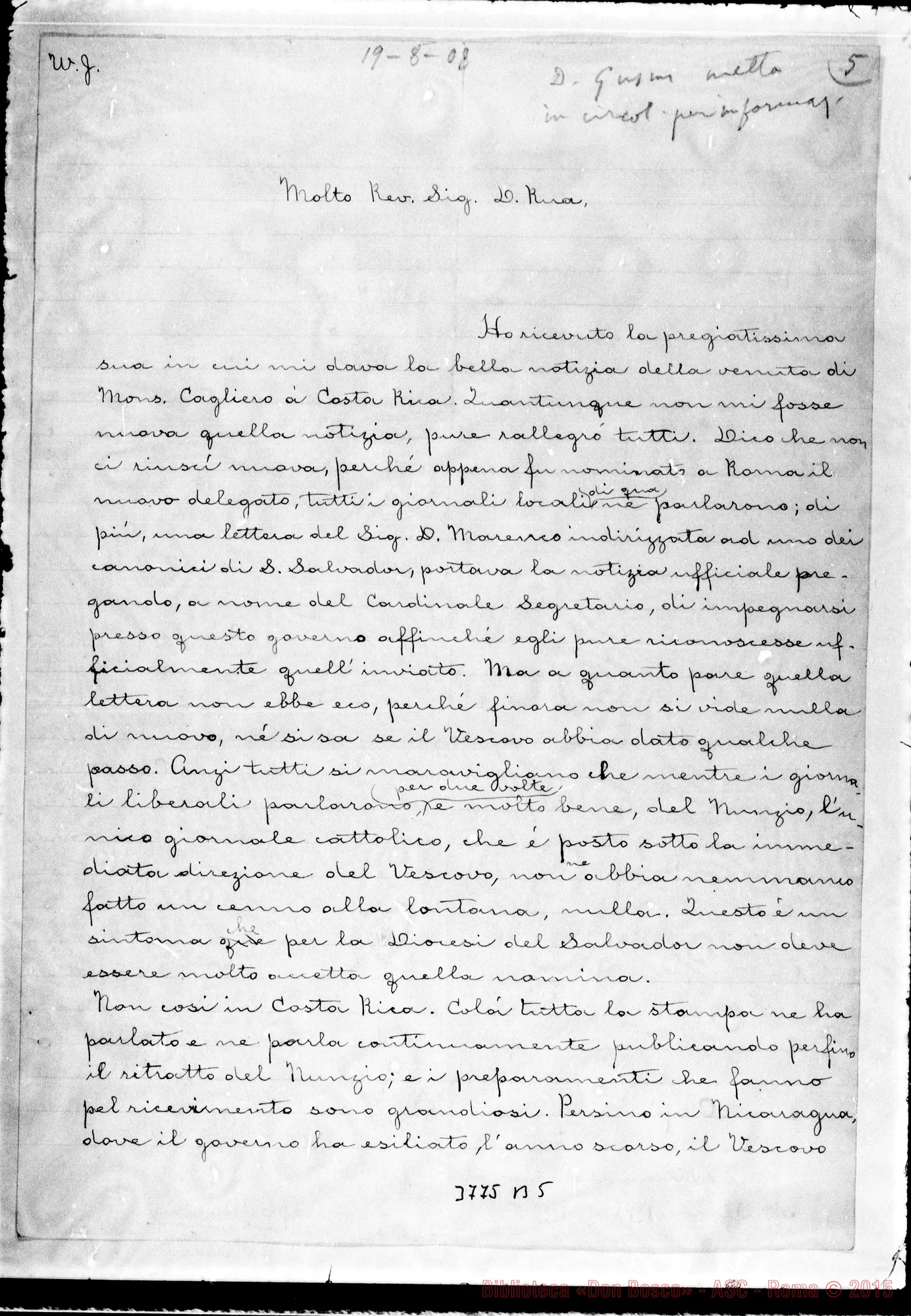 Fotogramma B 5 — « « S. Tecla, 19-08-1908 Autogr. Rua