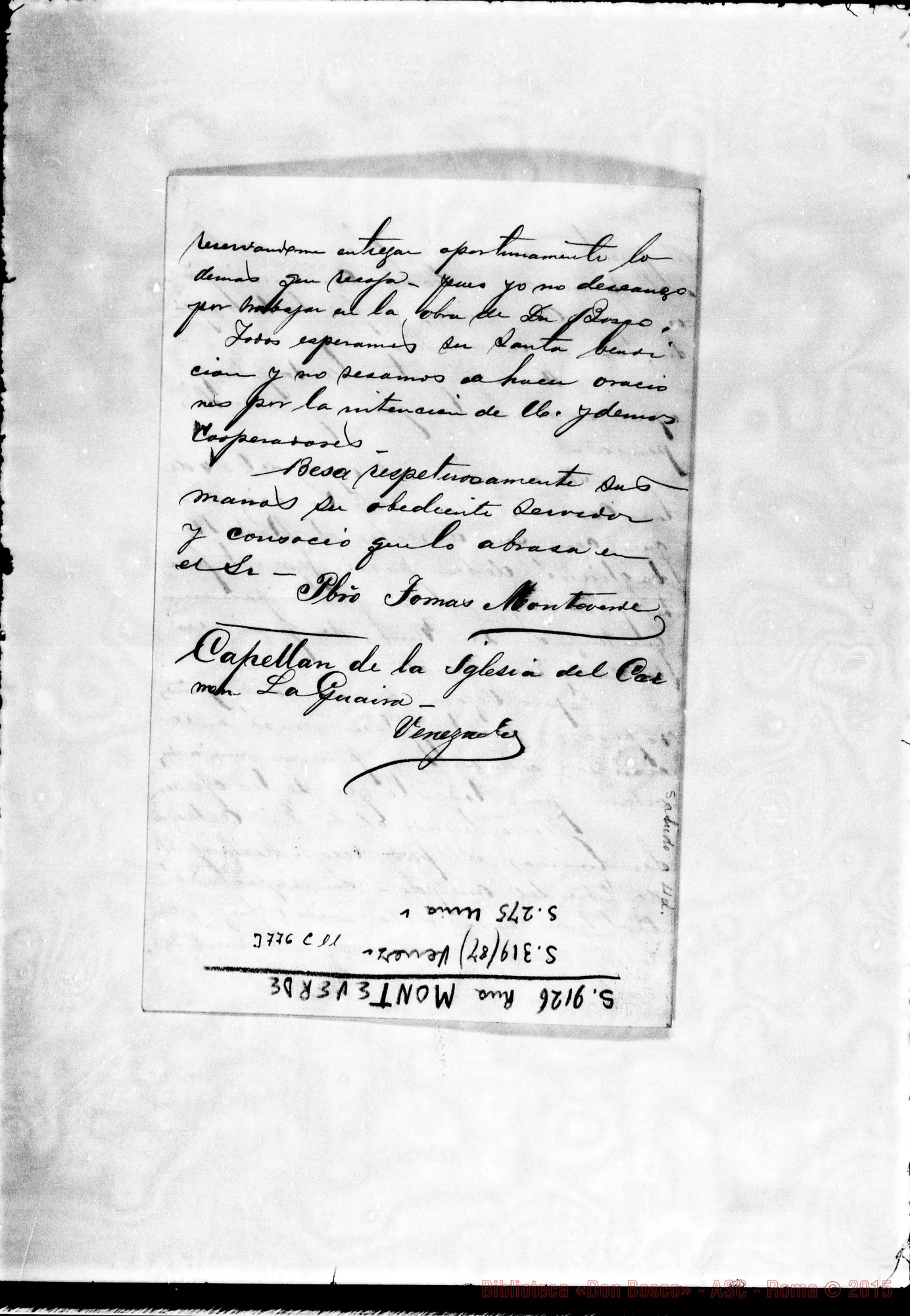 Fotogramma C 11 — « « La Guaira, 27-01-1891 Autogr. Rua
