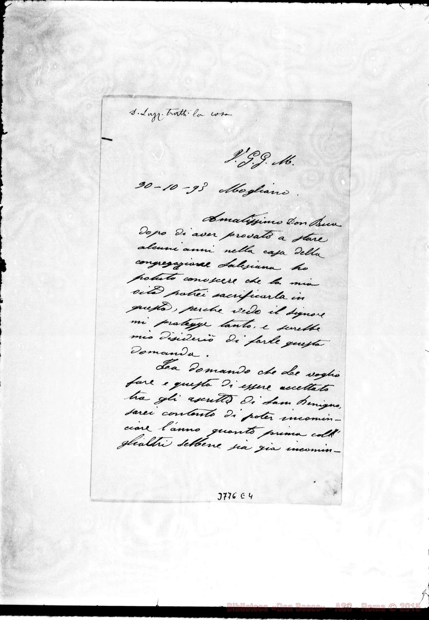 Fotogramma E 4 — Moraro Domenico, sarto s.l. 30-10-1893 Autogr. Rua