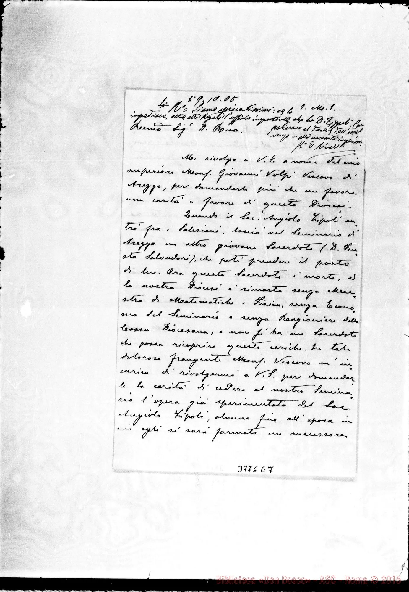 Fotogramma E 7 — Moretti Francesco, sac. Arezzo, 3-10-1905