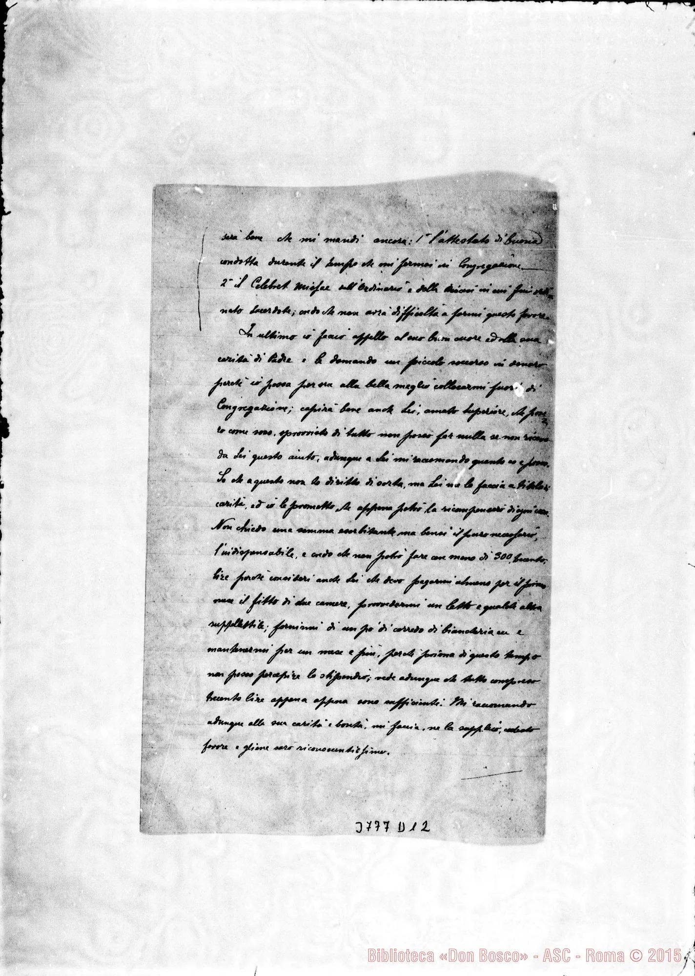 Fotogramma D 12 — Nicolai Ernesto, sac. La Spezia, 18-11-1898 Autogr. Rua