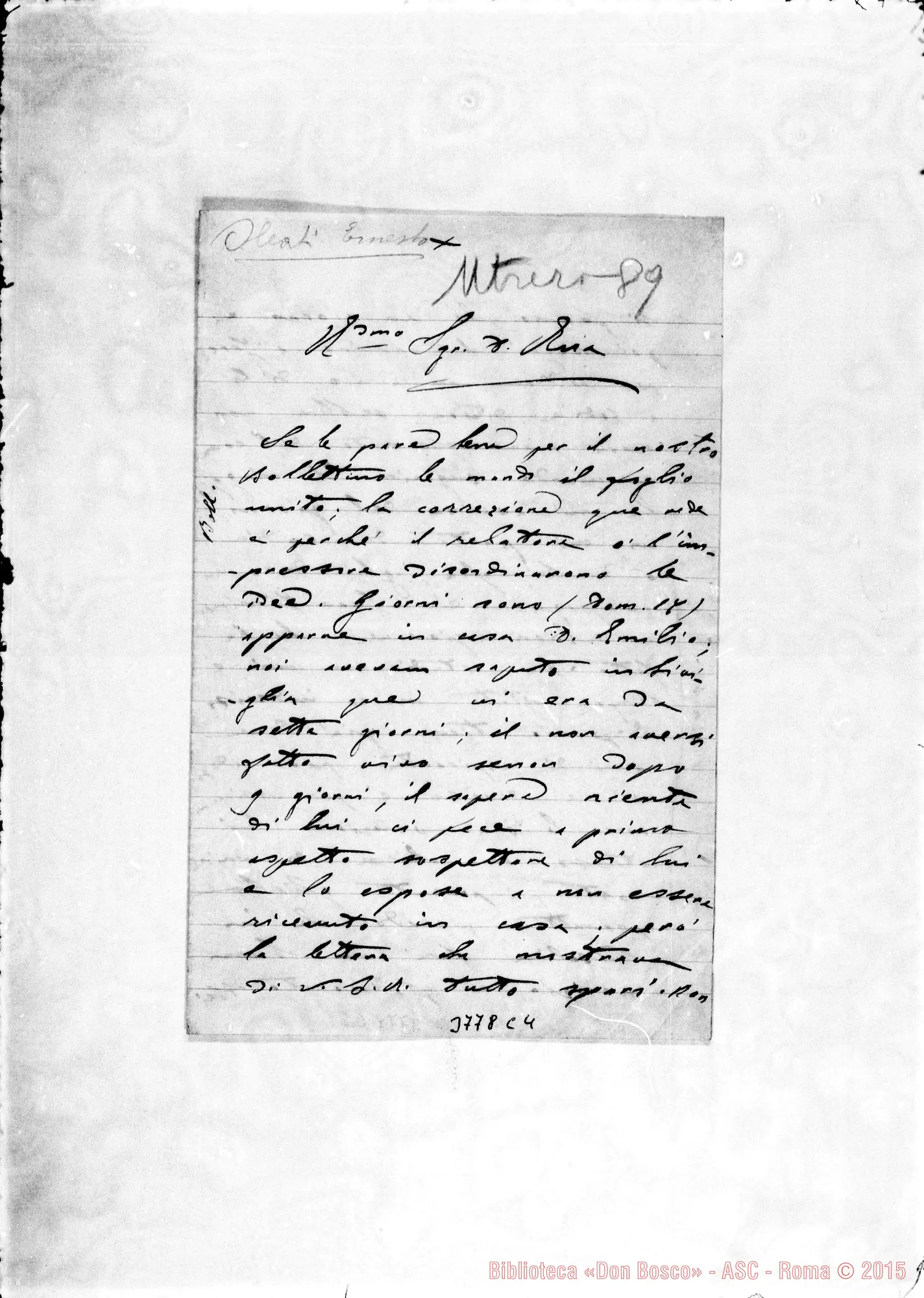 Fotogramma C 4 — « « Utrera, 22-02-1889 Autogr. Rua