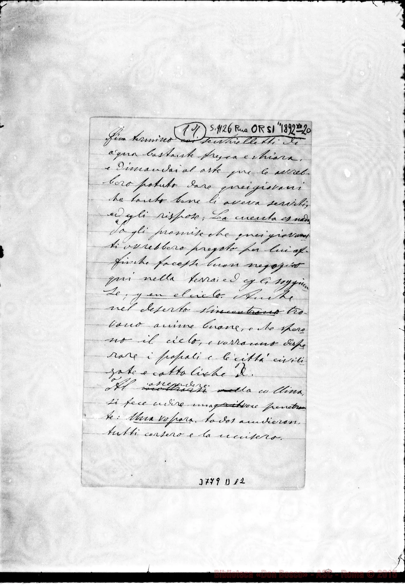 Fotogramma D 12 — « « Patagonia, 20-12-1892 Autogr. Rua