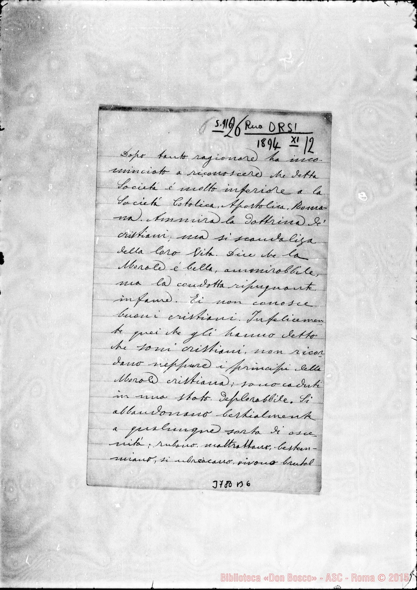 Fotogramma B 6 — « « Viedma, 12-11-1894 Autogr. Rua
