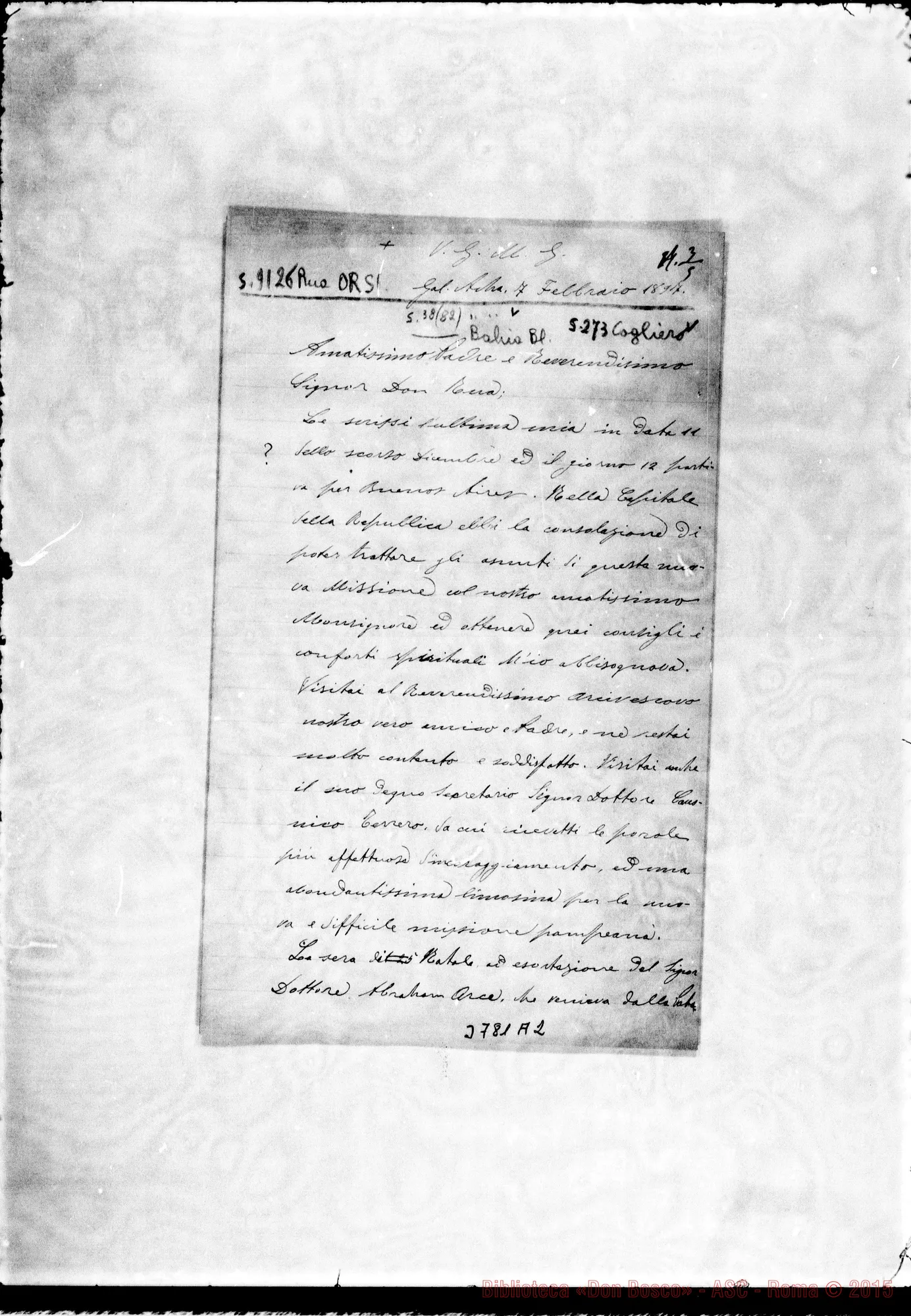 Fotogramma A 2 — « « Gral. Acha, 7-02-1897 Autogr. Rua