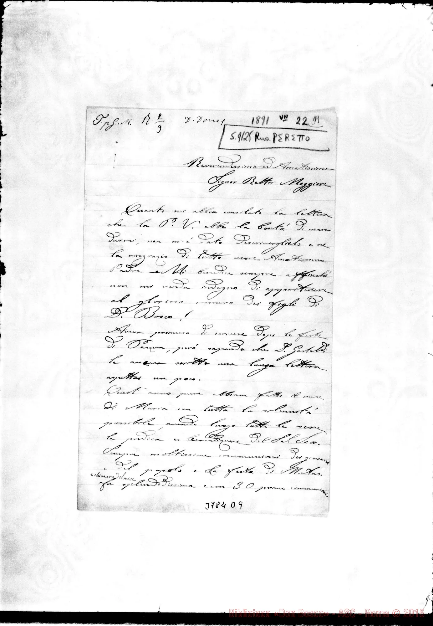 Fotogramma D 9 — « « Lorena, 22-07-1891 Autogr. Rua