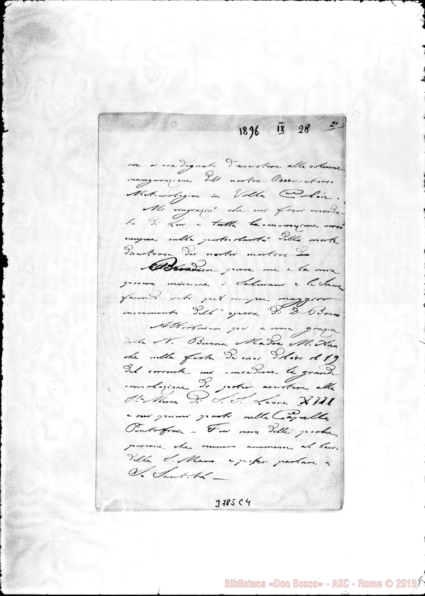 Fotogramma C 4 — « « s.l. 28-09-1896 Autogr. Rua