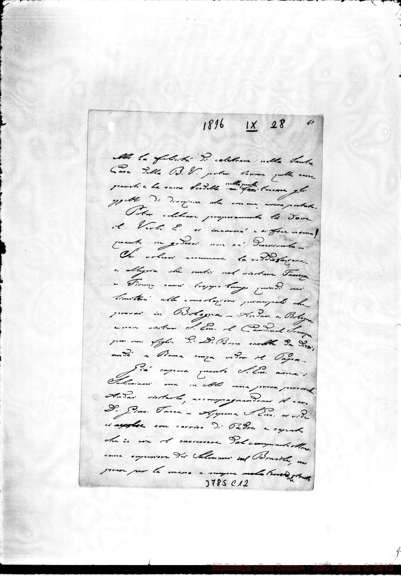 Fotogramma C 12 — « « s.l. 28-09-1896 Autogr. Rua