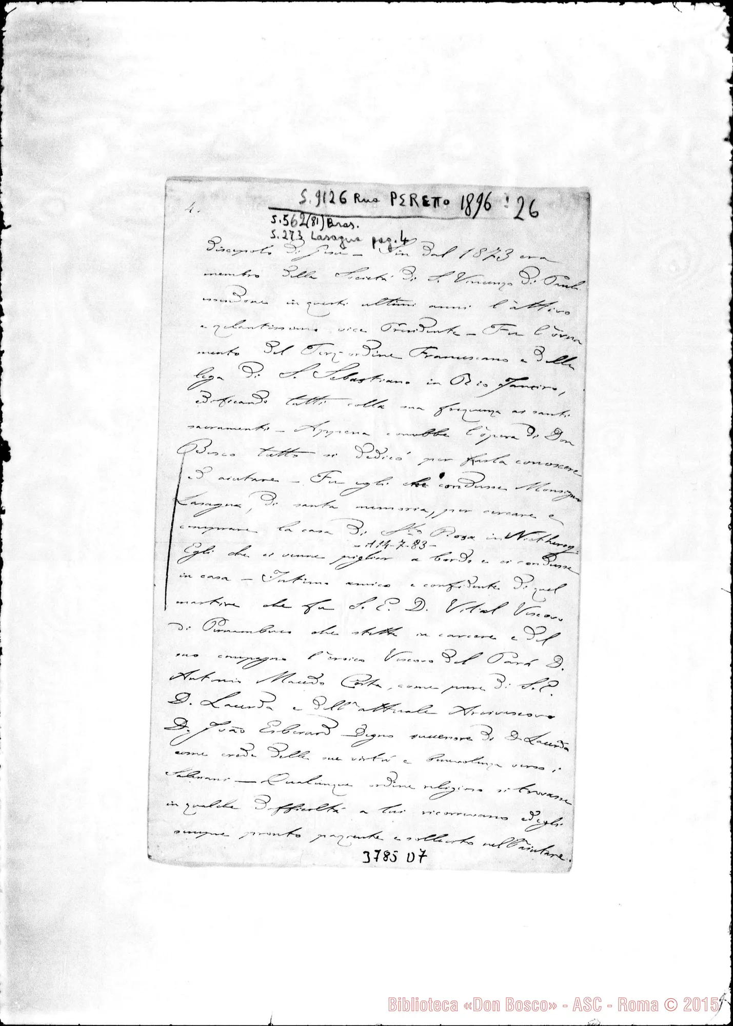 Fotogramma D 7 — « « Lorena, 25-01-1896 Autogr. Rua