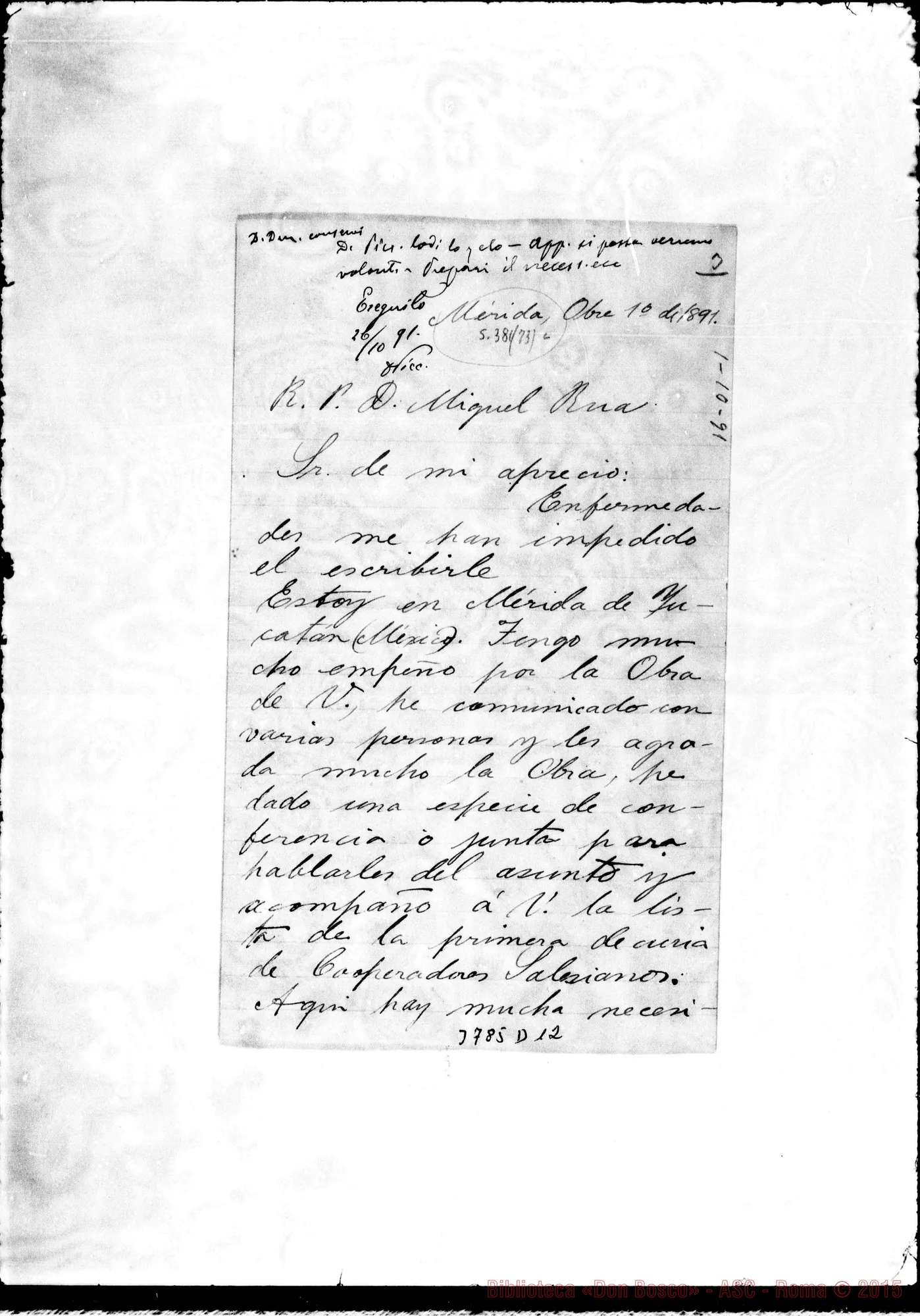 Fotogramma D 12 — Pérez Enrique, sac. Mérida, 10-10-1891 Autogr. Rua