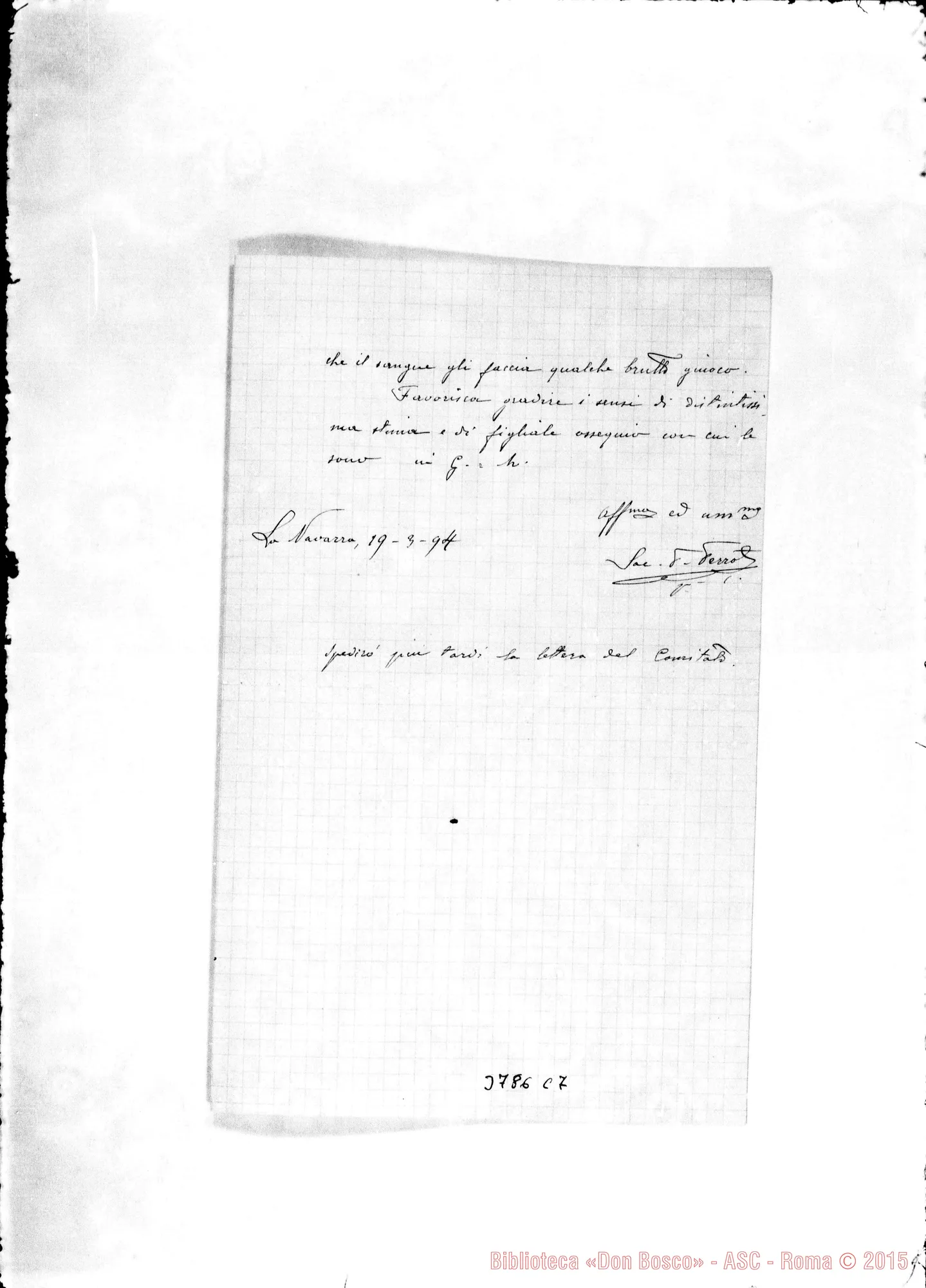 Fotogramma C 7 — « « La Navarra, 19-03-1894 Autogr. Rua