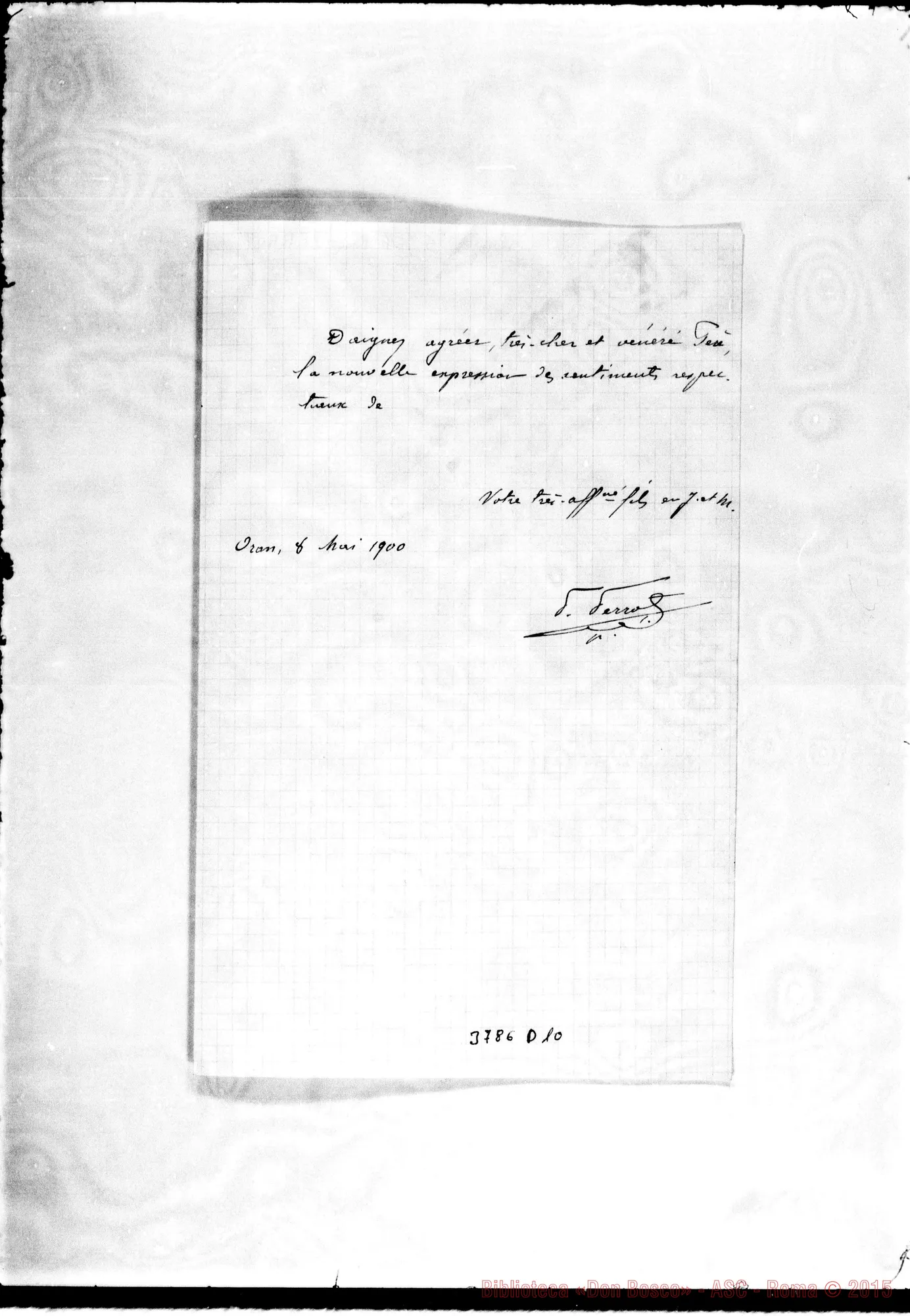 Fotogramma D 10 — « « Oran, 8-05-1900 Autogr. Rua