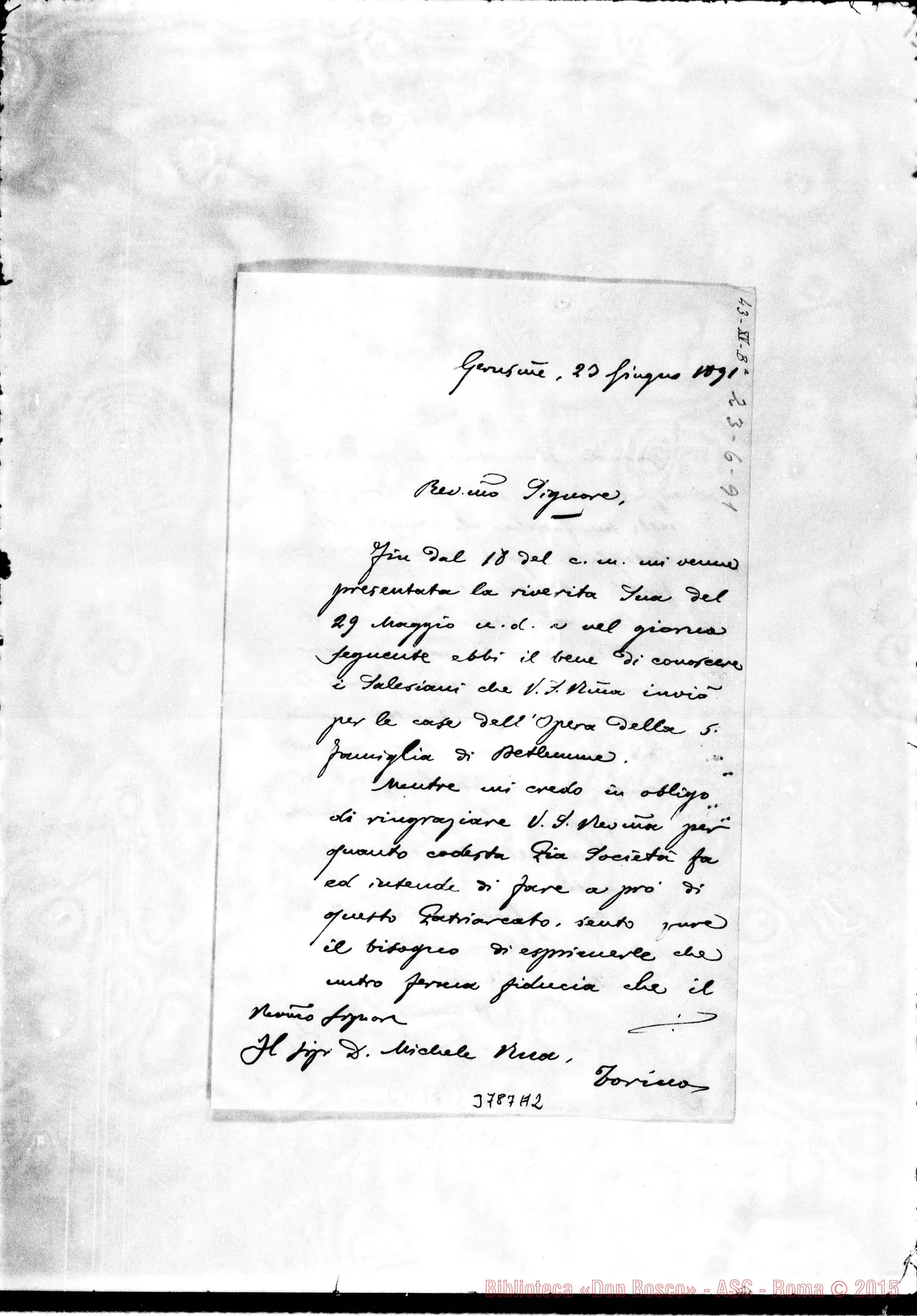 Fotogramma A 2 — Piavi Ludovico, patriarca Gerusalemme, 23-06-1891