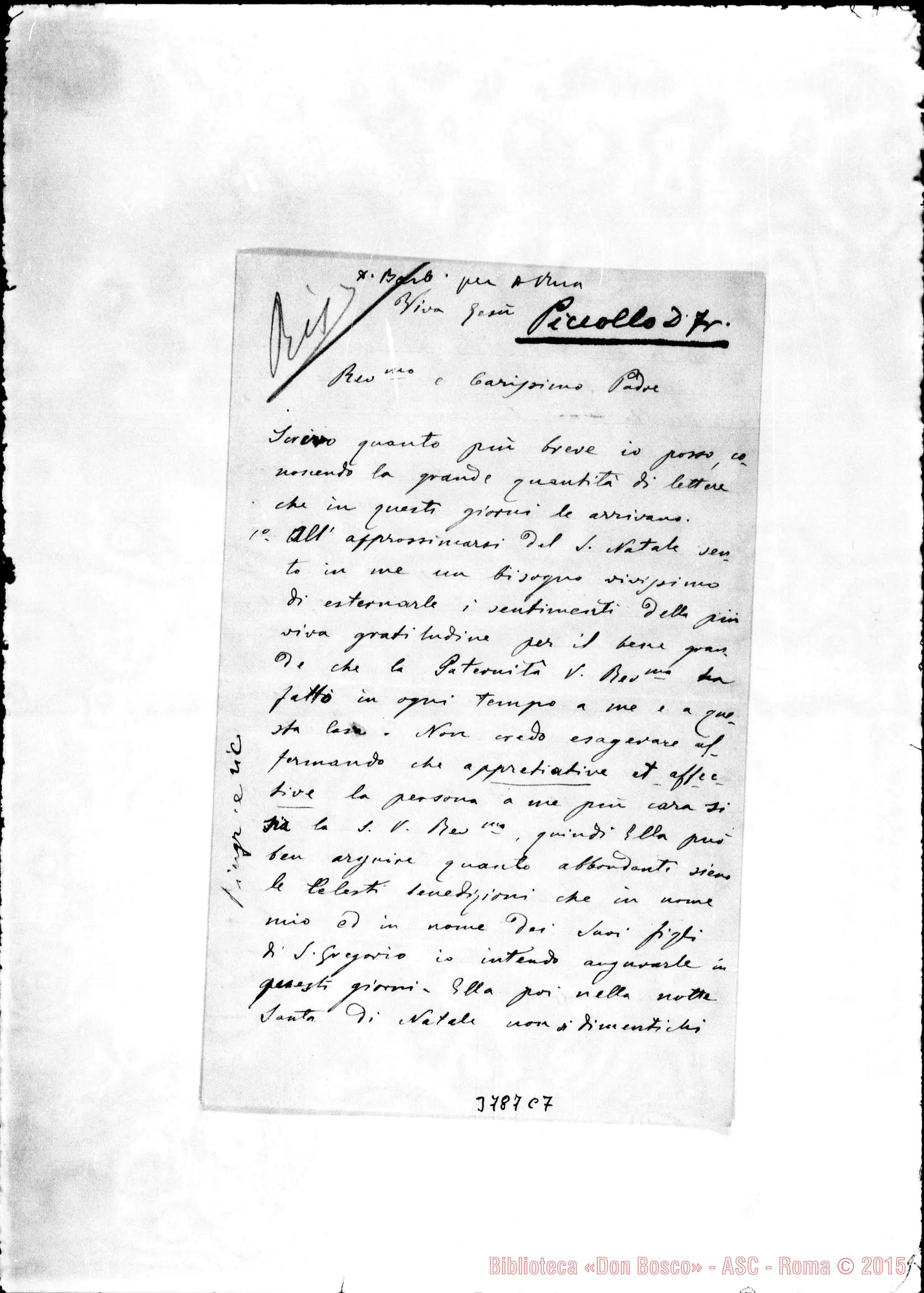 Fotogramma C 7 — « « S. Gregorio, 21-12-1896 Autogr. Rua