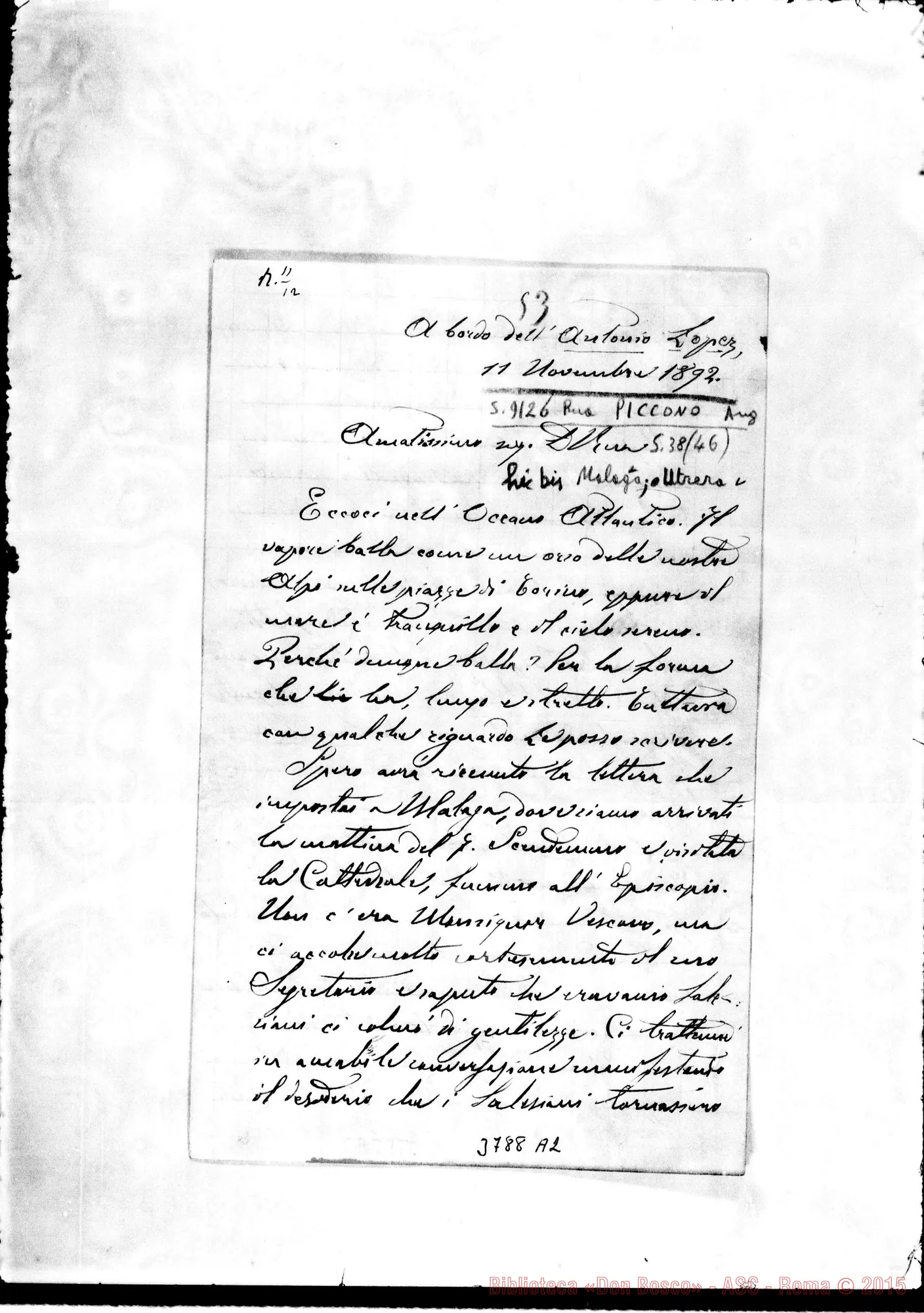 Fotogramma A 2 — « « Dal «Lopez», 11-11-1892