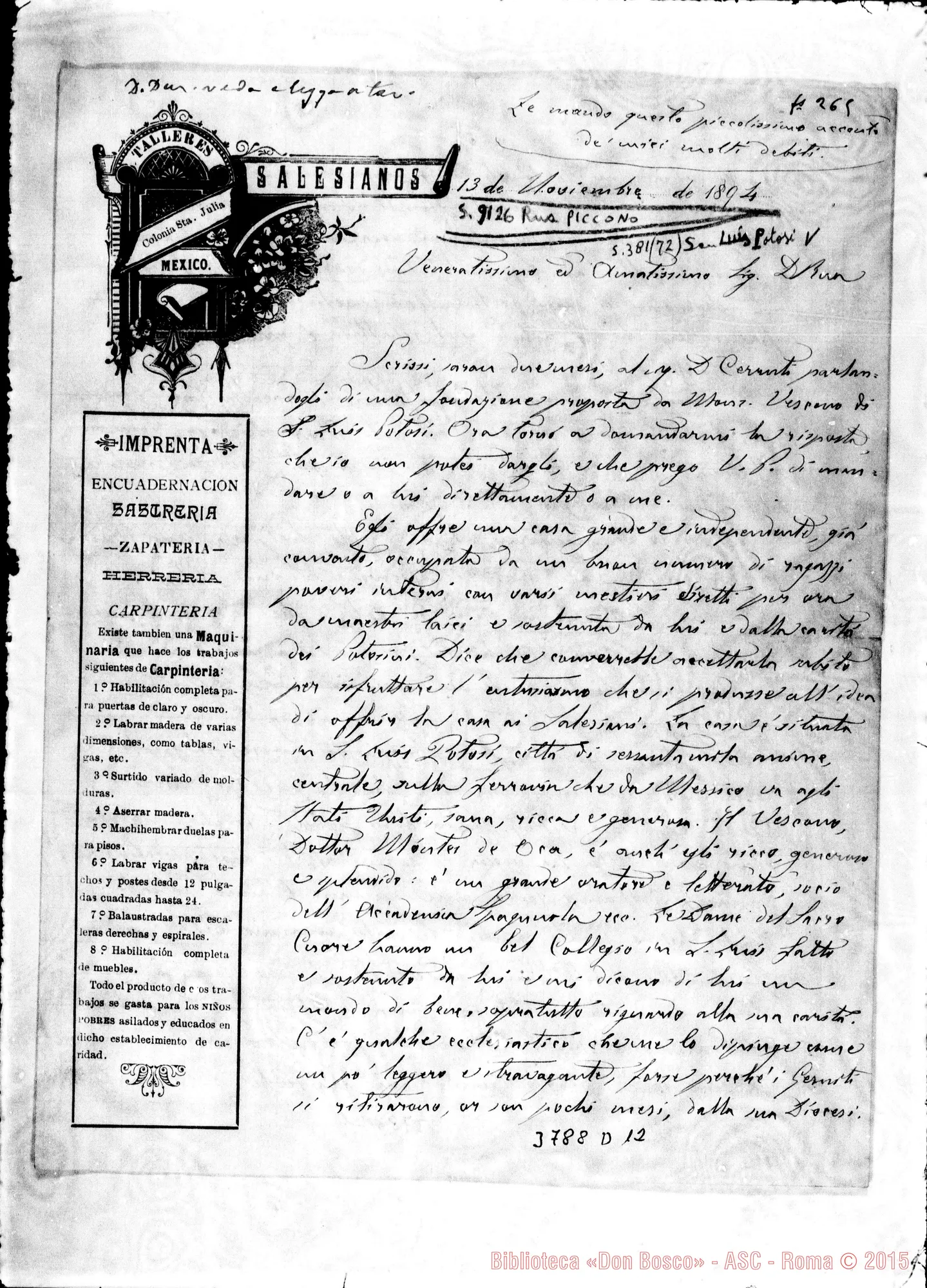 Fotogramma D 12 — « « México, 13-11-1894 Autogr, Rua