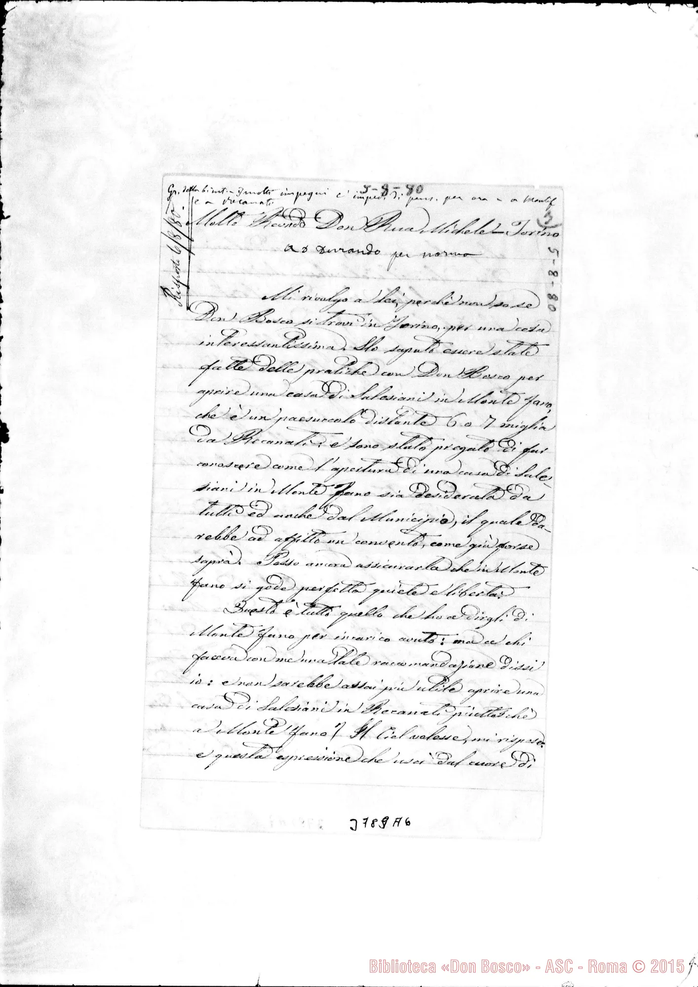 Fotogramma A 6 — Piniucci Giustino Recanati, 5-08-1880 Autogr. Rua
