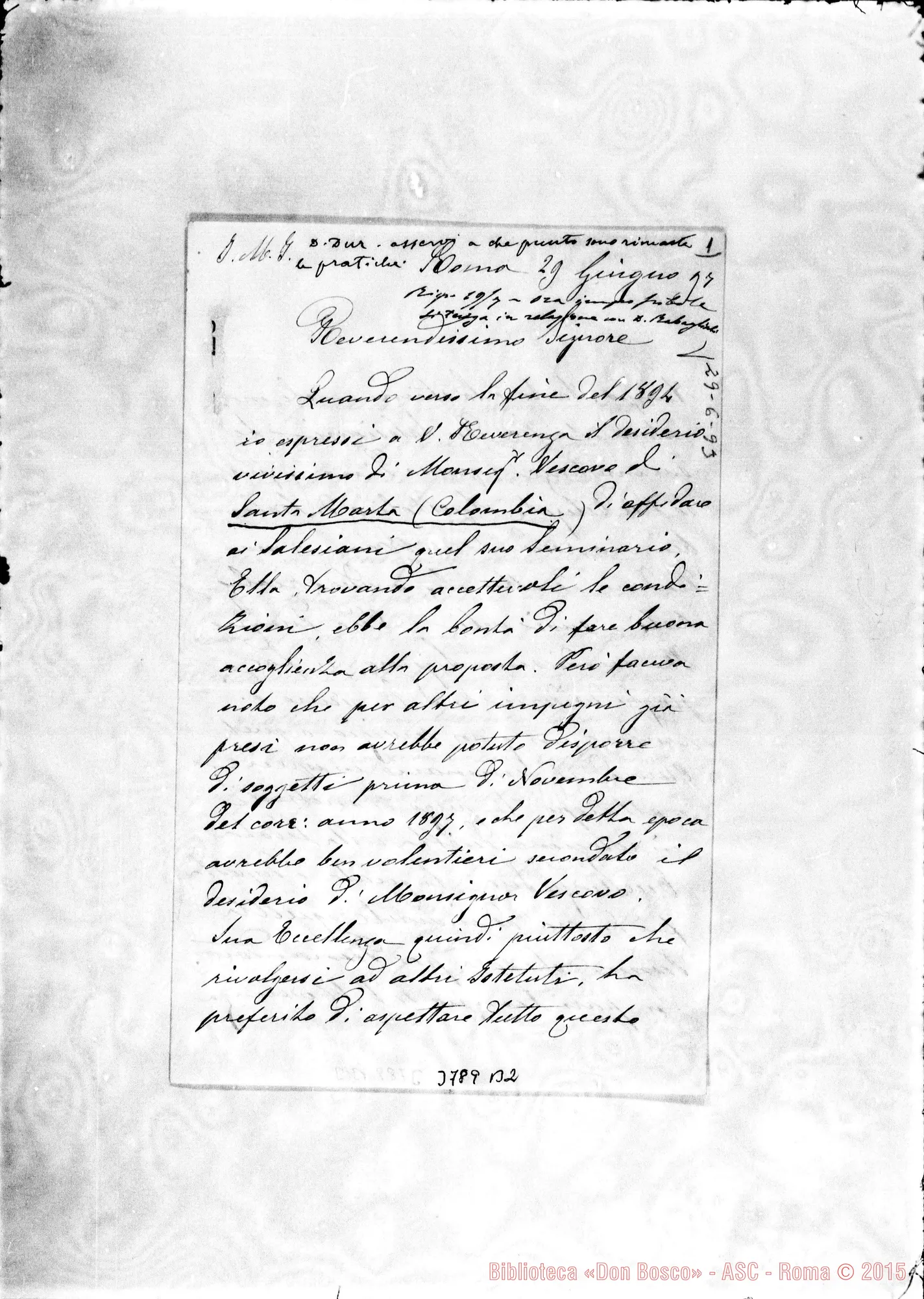 Fotogramma B 2 — Piori Filippo, sac. Roma, 29-05-1897 Autogr. Rua