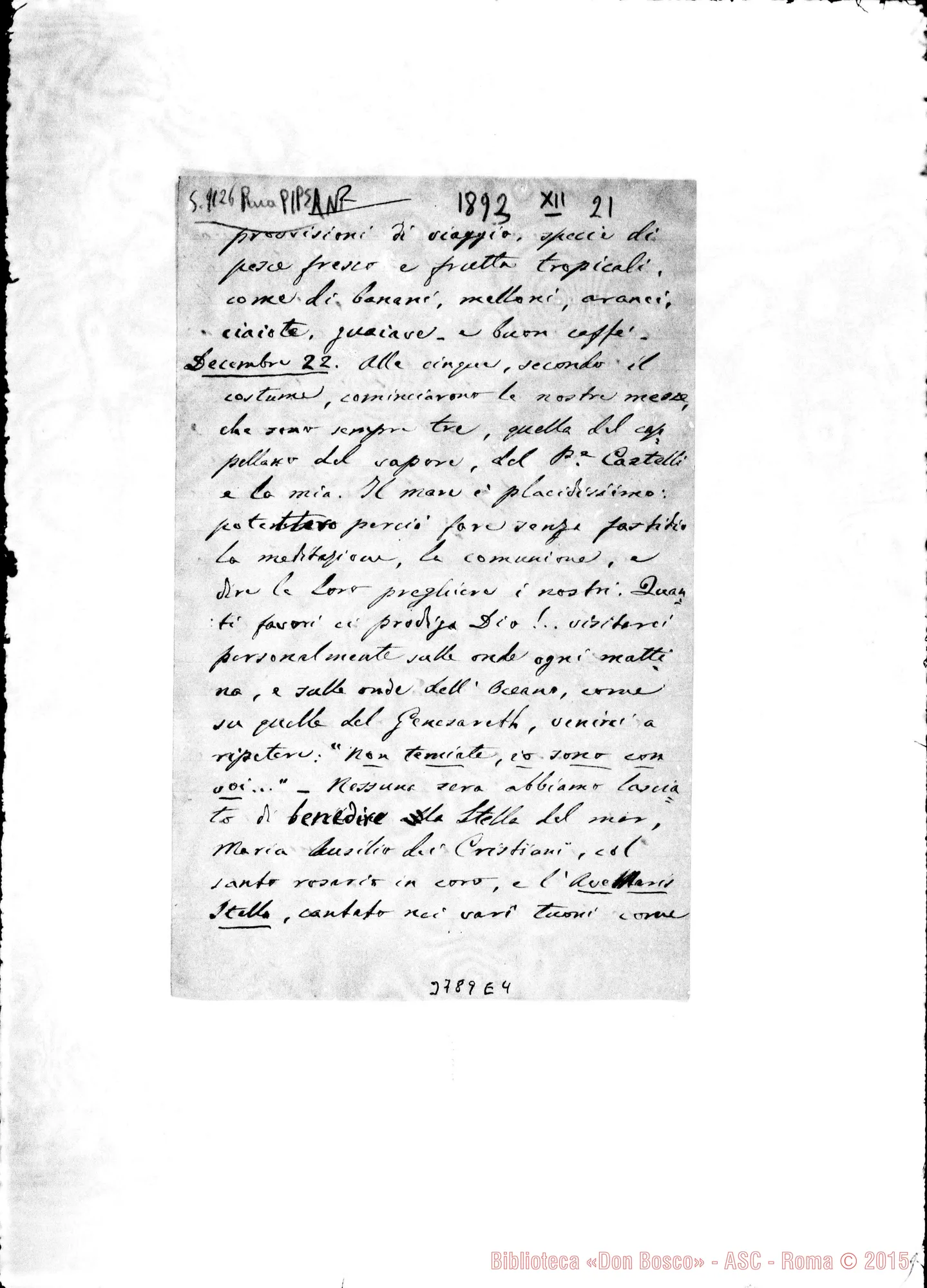 Fotogramma E 4 — « « Dal «Catalogna», 21-12-1893
