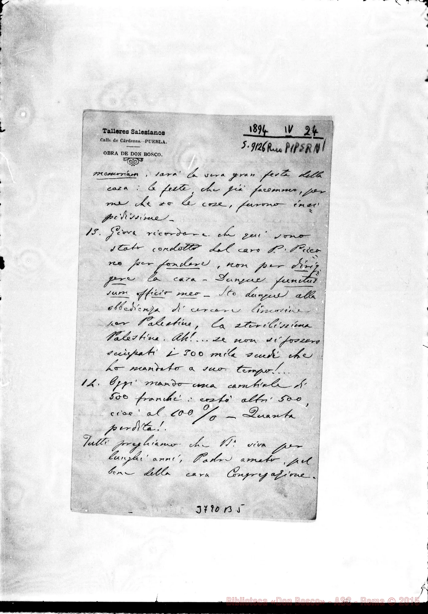 Fotogramma B 5 — « « Puebla, 24-04-1894 Autogr. Rua