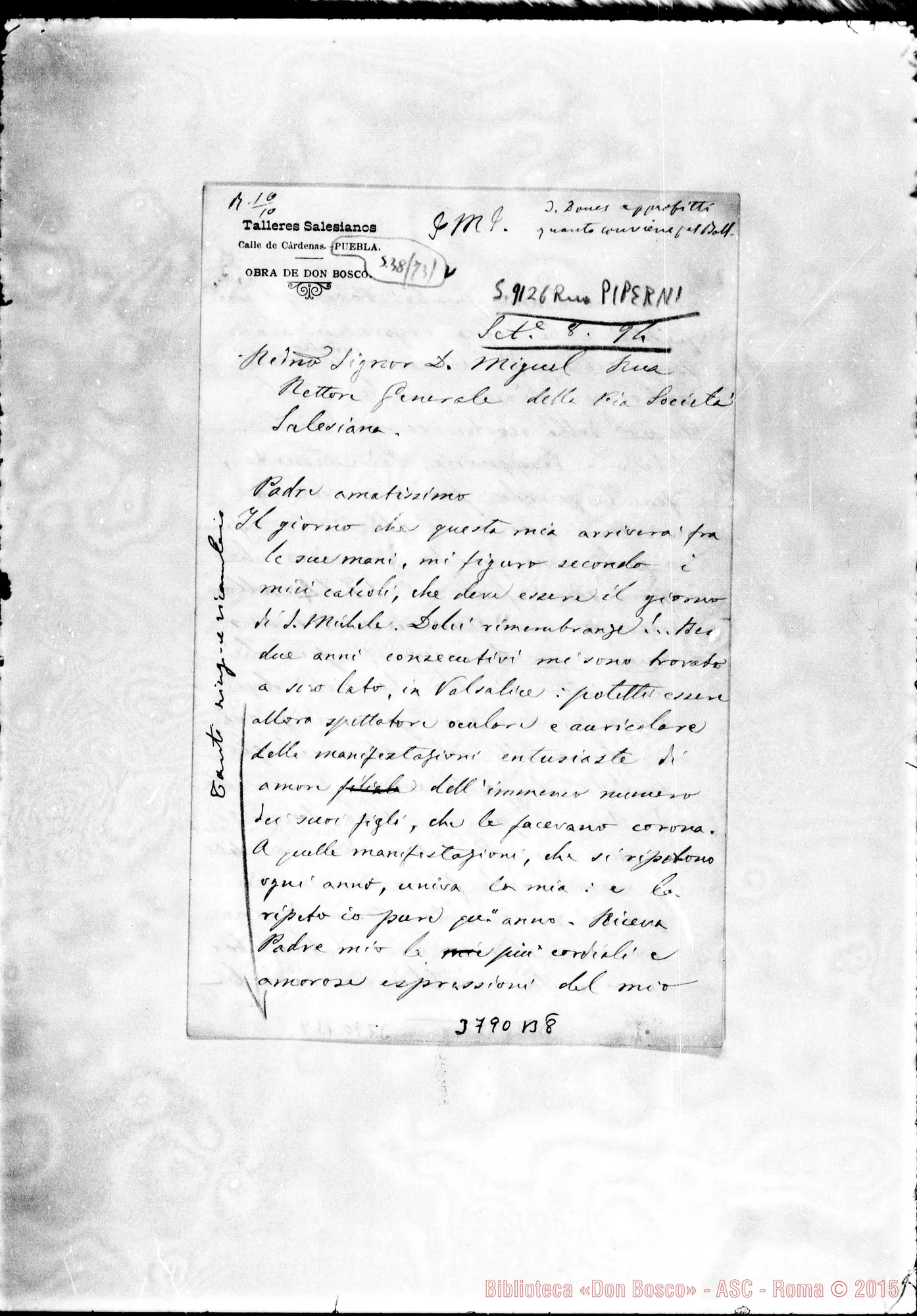 Fotogramma B 8 — « « Puebla, 8-09-1894 Autogr. Rua