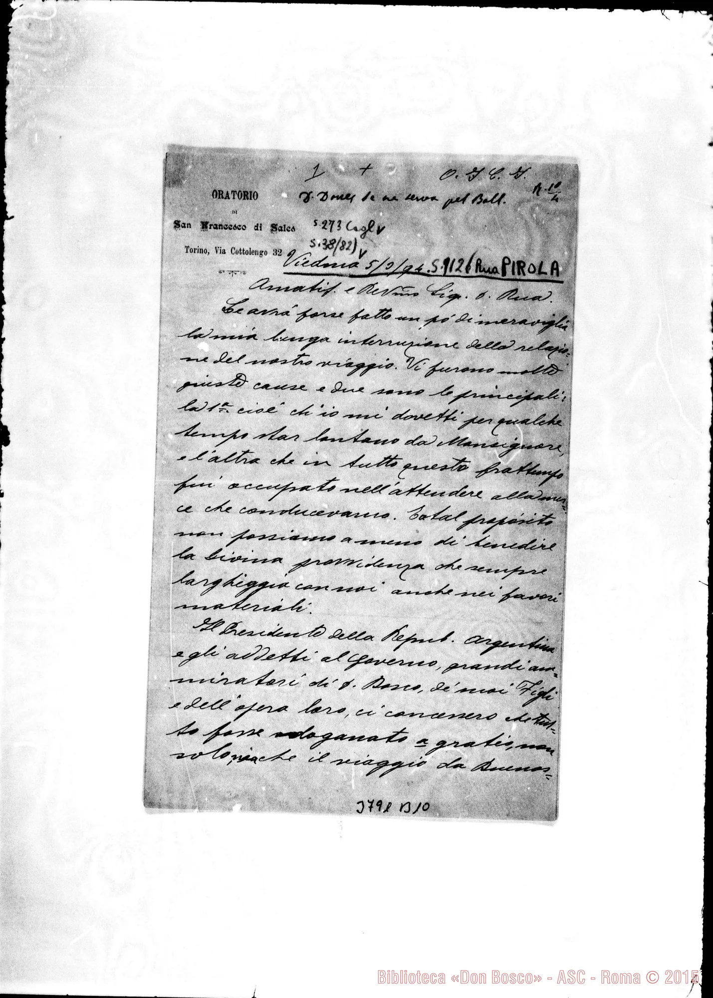 Fotogramma B 10 — « « Viedma, 5-03-1894 Autogr. Rua