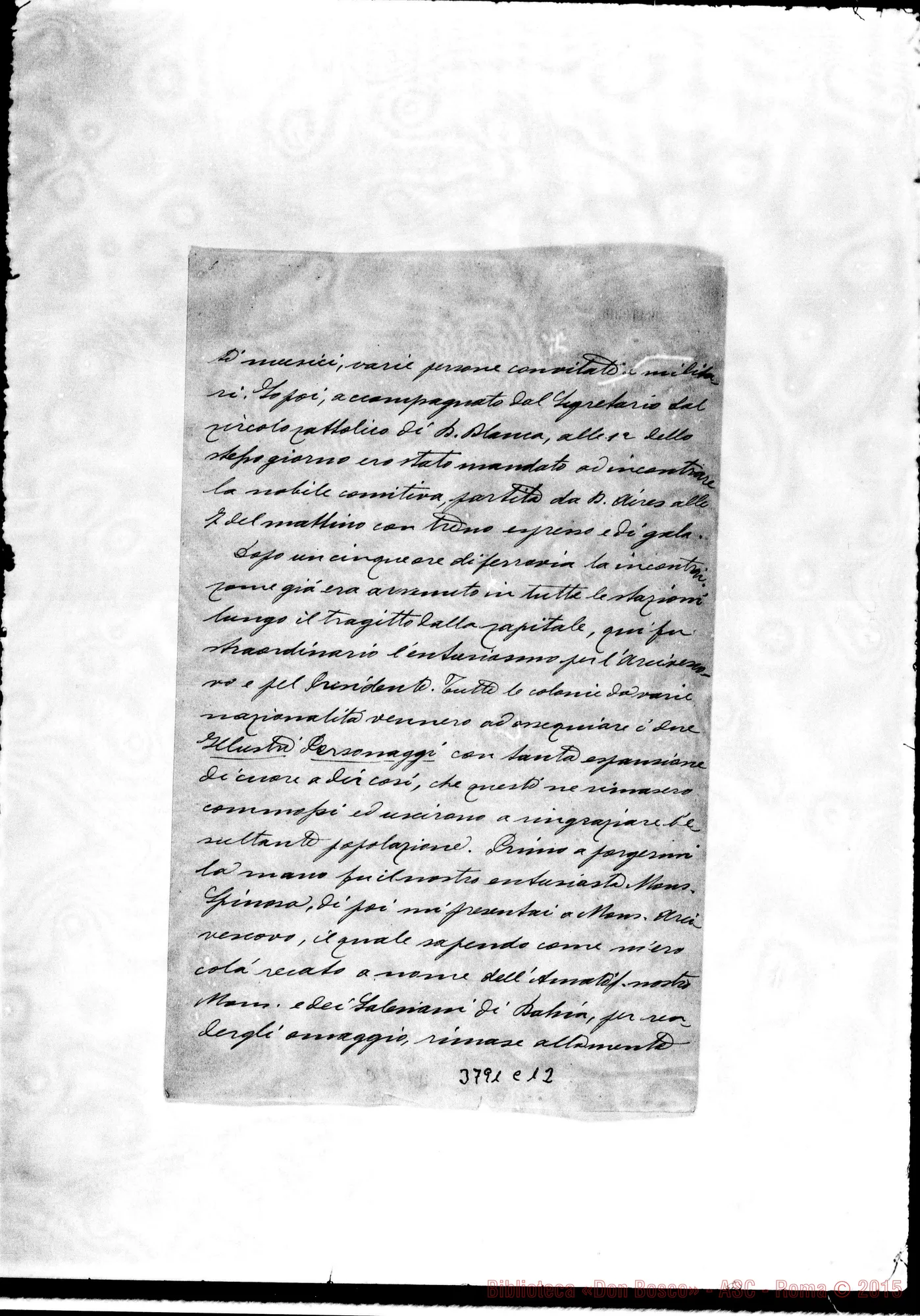 Fotogramma C 12 — « « Bahia Bianca, 16-05-1894 Autogr. Rua