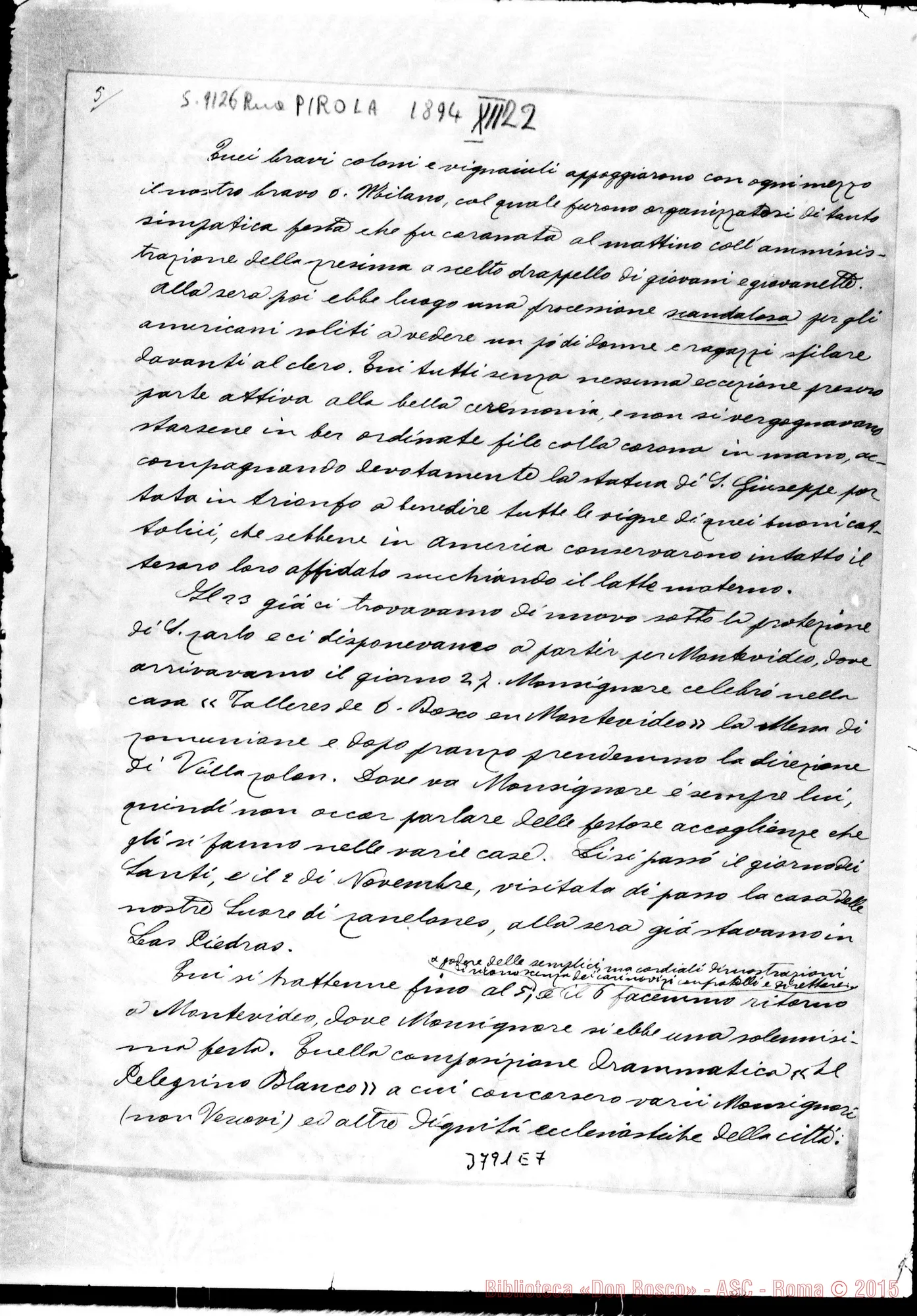 Fotogramma E 7 — « « Viedma, 22-12-1894 Segue: lett. di D. Cagliero G. A D. Rua