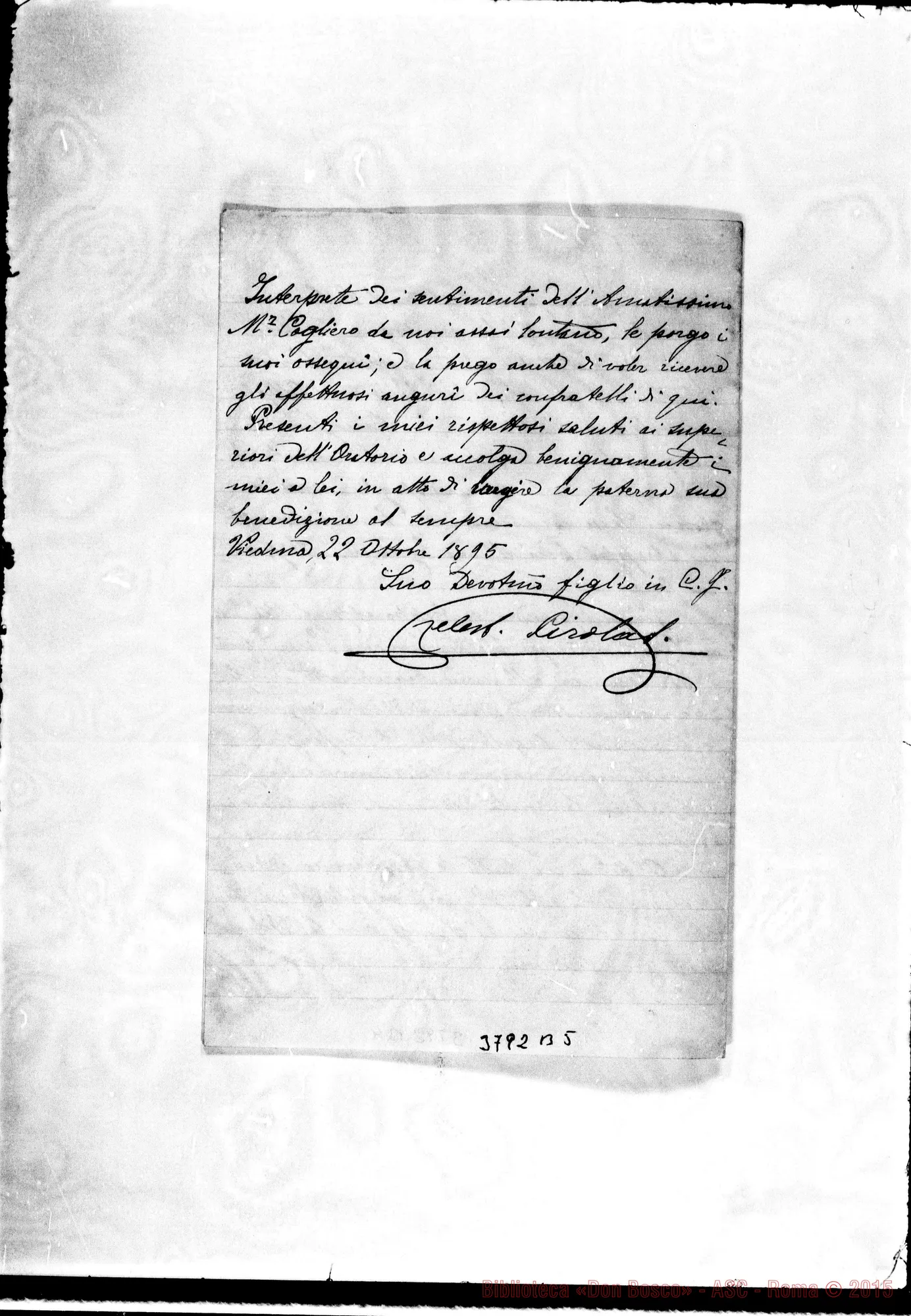 Fotogramma B 5 — « « Viedma, 22-10-1895 Autogr. Rua