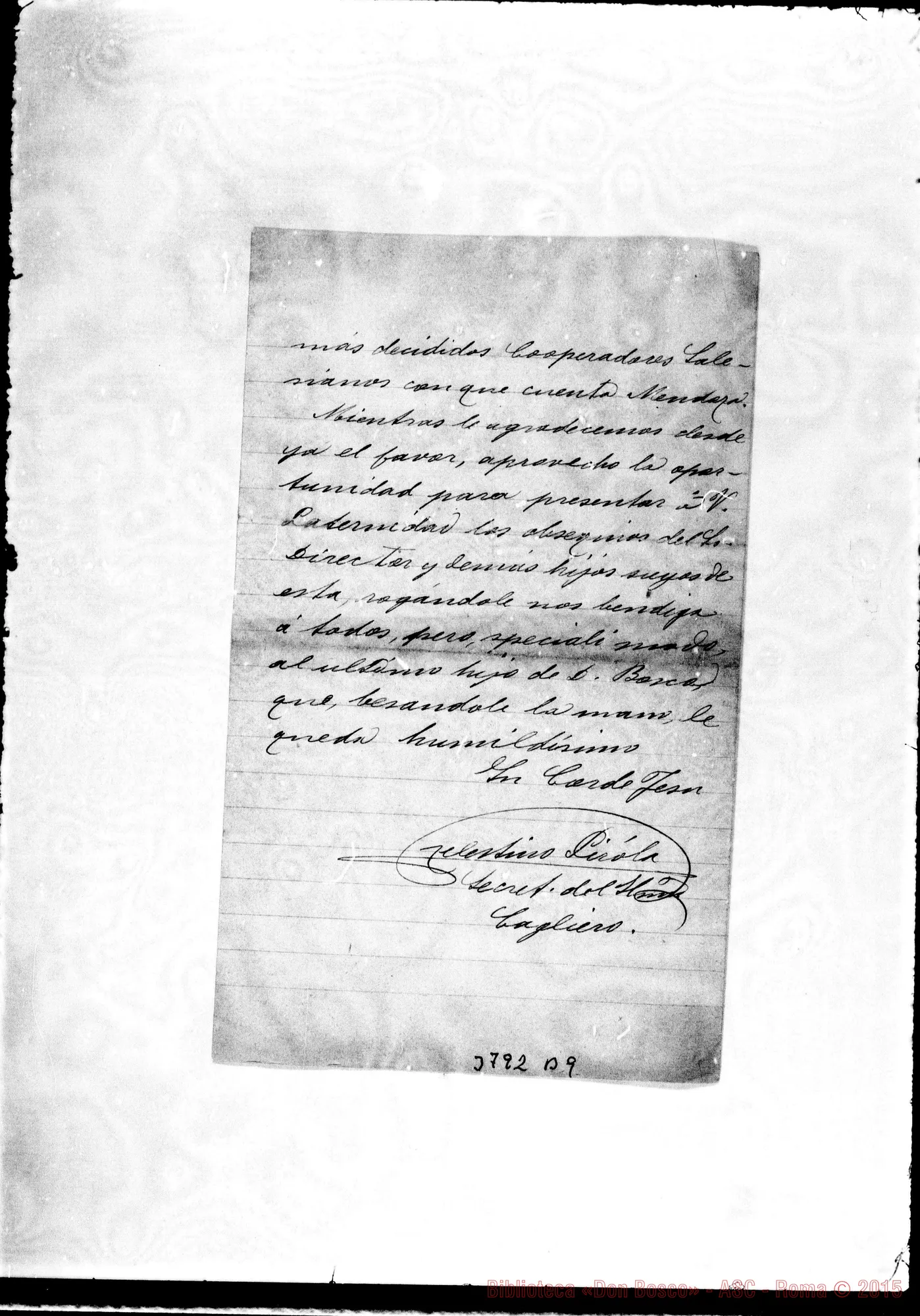 Fotogramma B 9 — « « Mendoza, 4-11-1897 Autogr. Rua