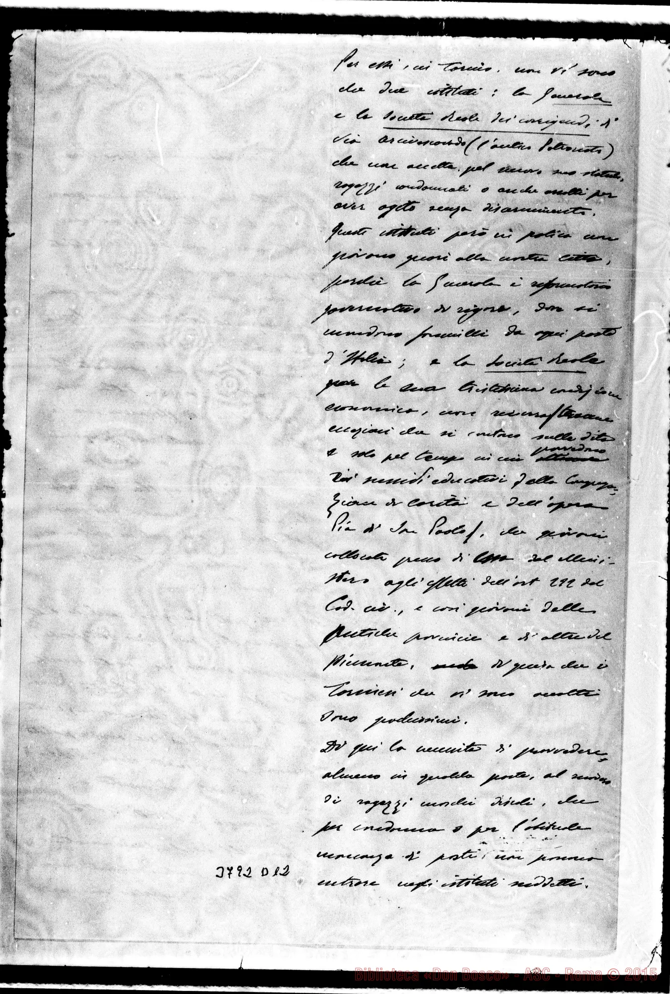 Fotogramma D 12 — Pola Giuseppe Cesare Torino, 9-11-1908 Annesso Statuto della Società per i minorenni