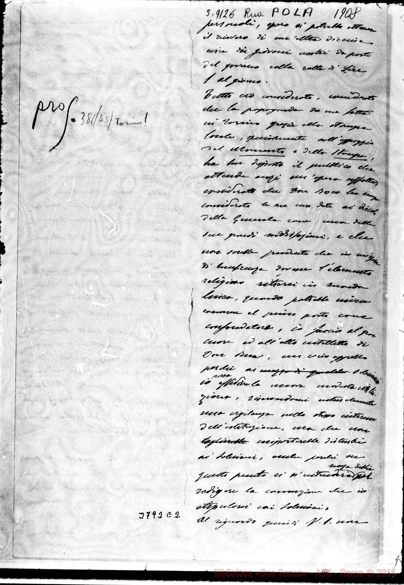 Fotogramma E 2 — Pola Giuseppe Cesare Torino, 9-11-1908 Annesso Statuto della Società per i minorenni