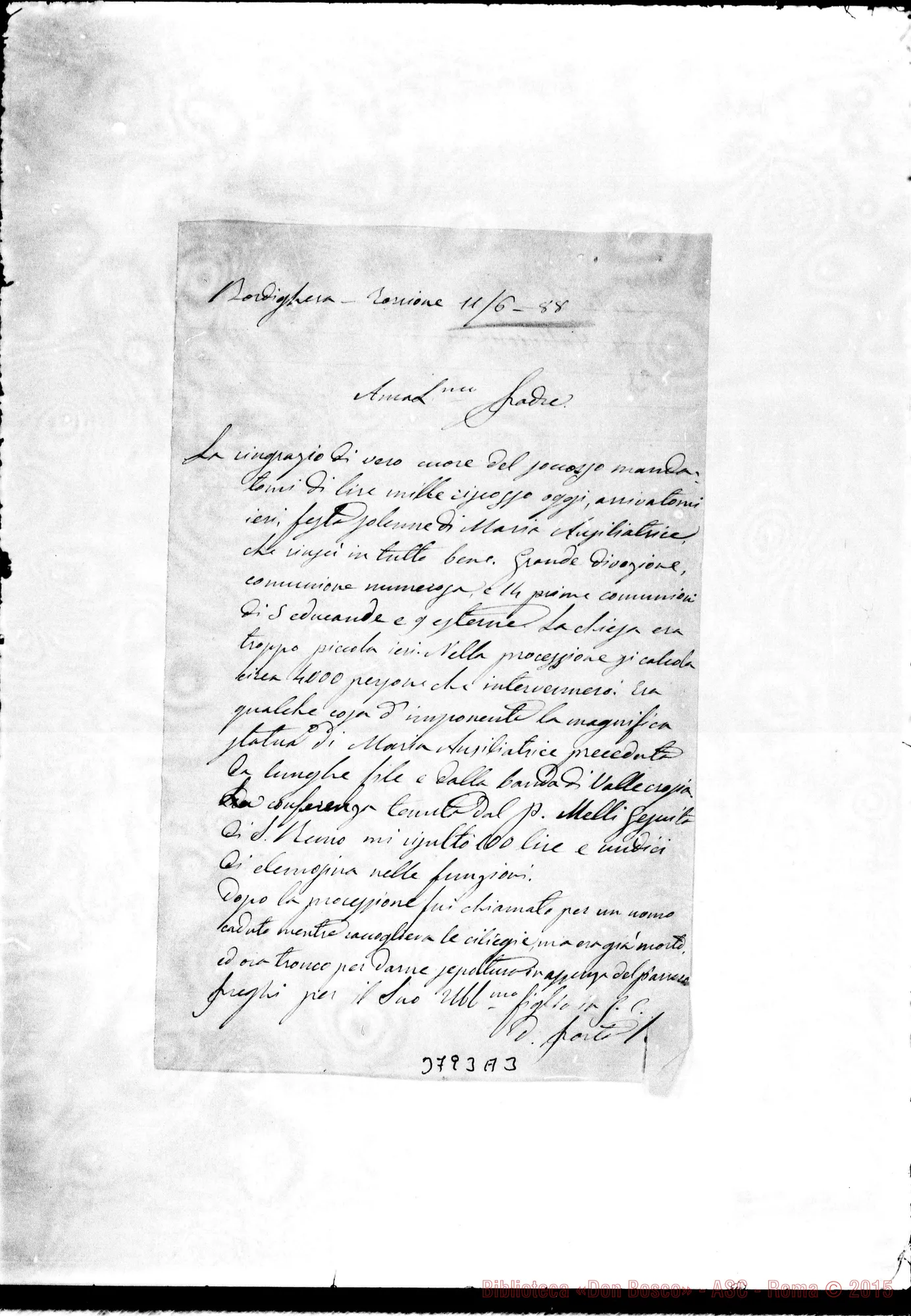 Fotogramma A 3 — Porta Luigi, SDB Bordighera, 11-06-1888
