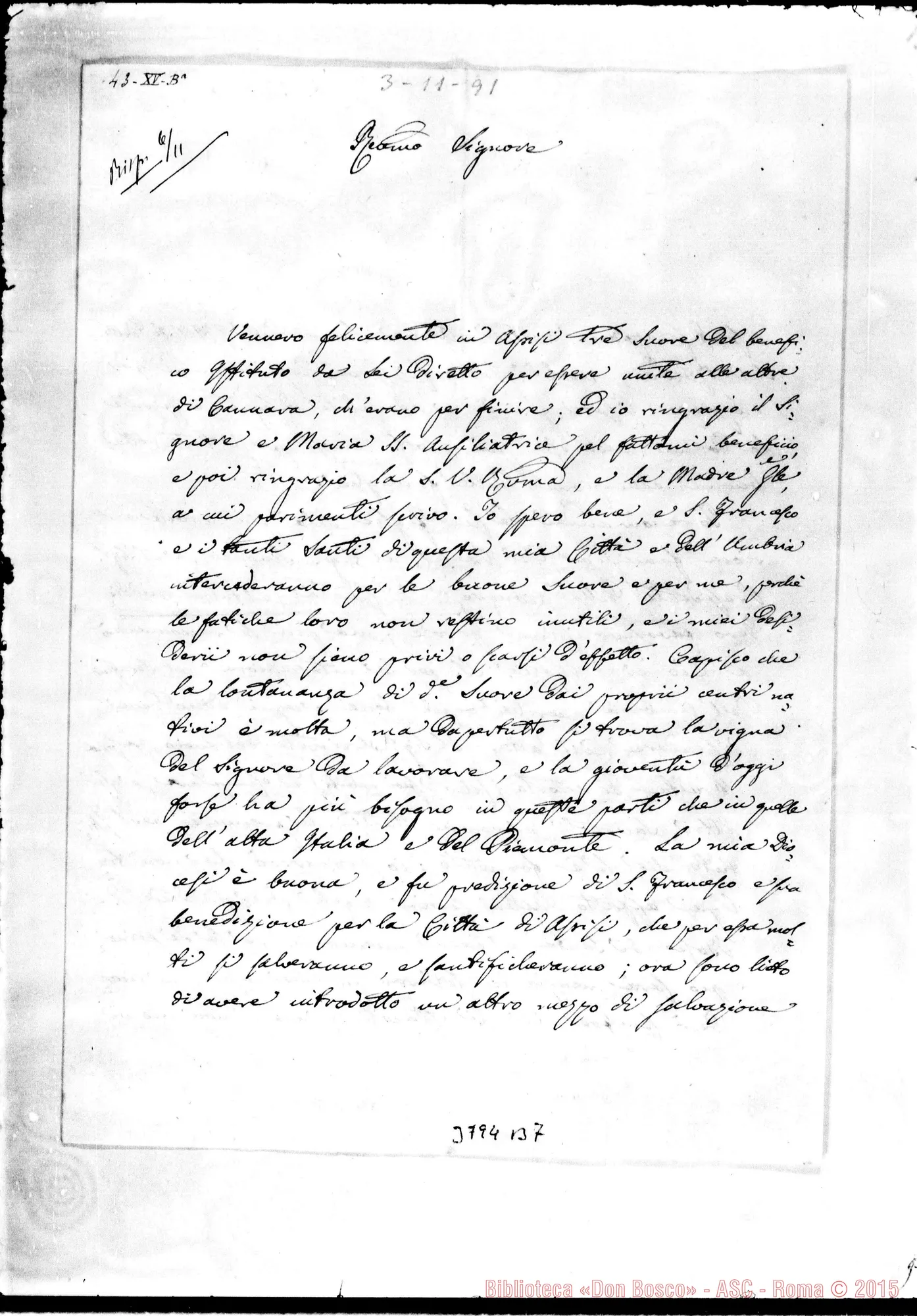Fotogramma B 7 — Priori Nicànore Tommaso, vesc. di Assisi, 3-11-1891