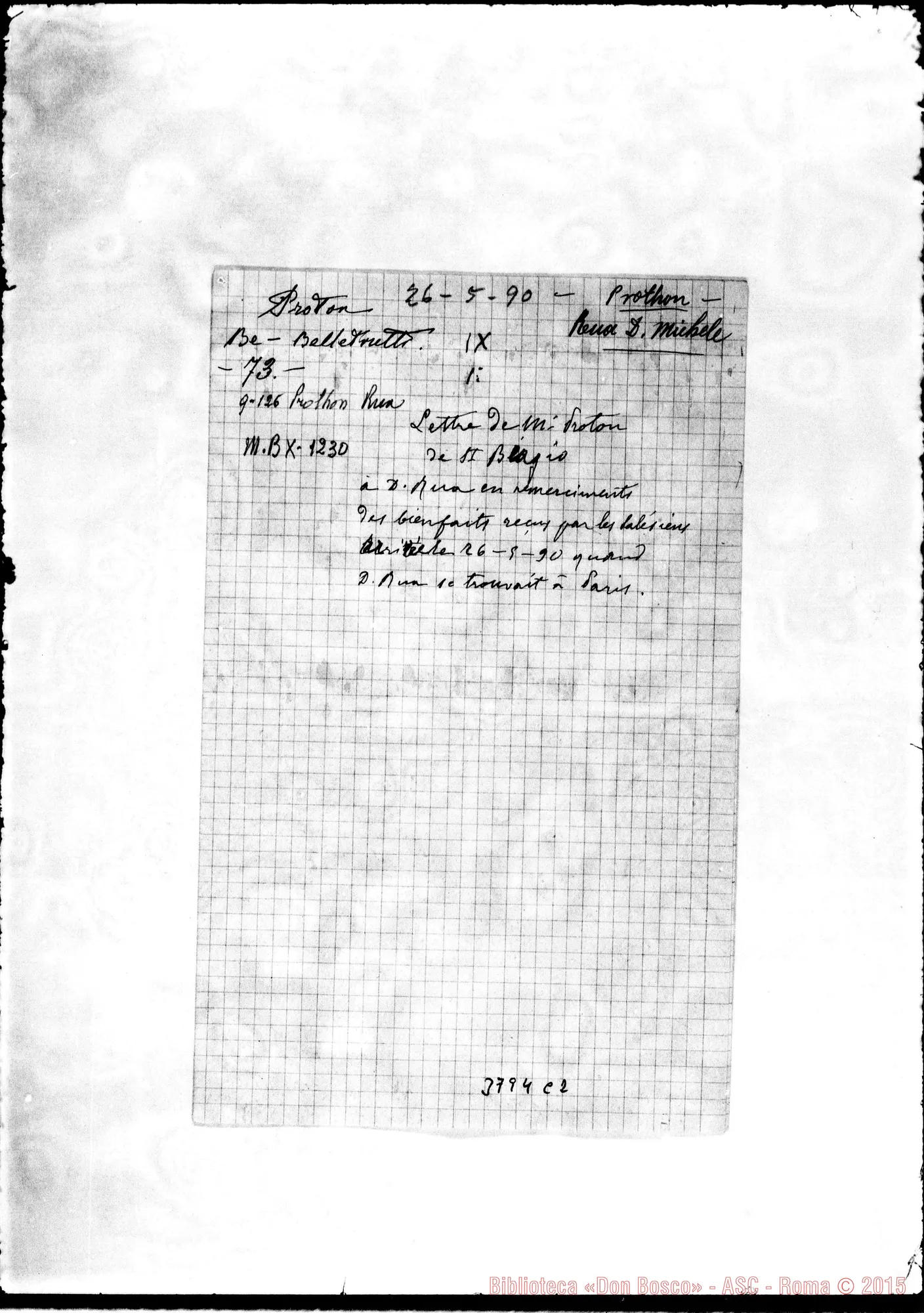 Fotogramma C 2 — Prothon di S. Biagio s.l. 26-05-1890 Autogr. Rua