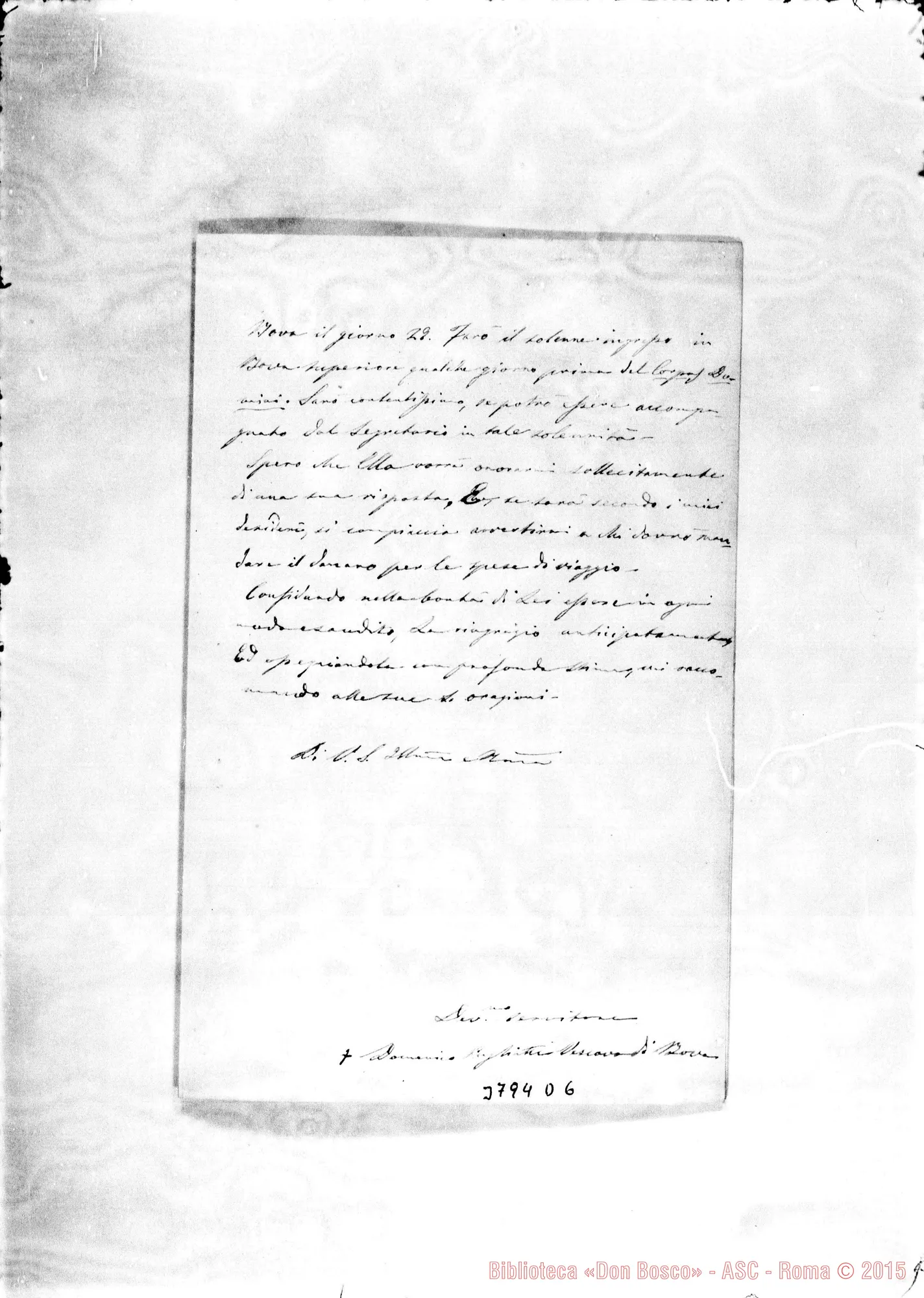 Fotogramma D 6 — Pugliatti Domenico, vesc. di Bova Roma, 21-05-1900 Autogr. Rua