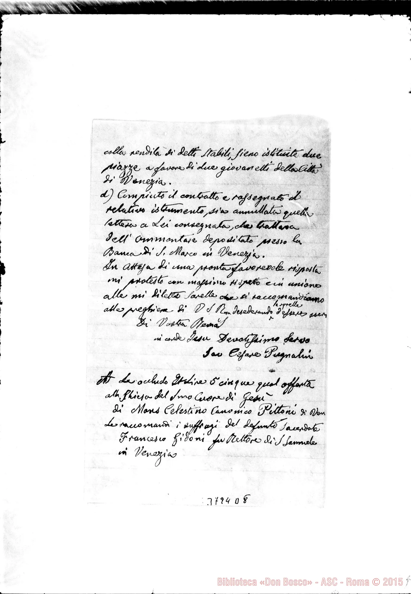 Fotogramma D 8 — Pugnalin Cesare, sac. Venezia, 18-06-1897 Autogr. Rua