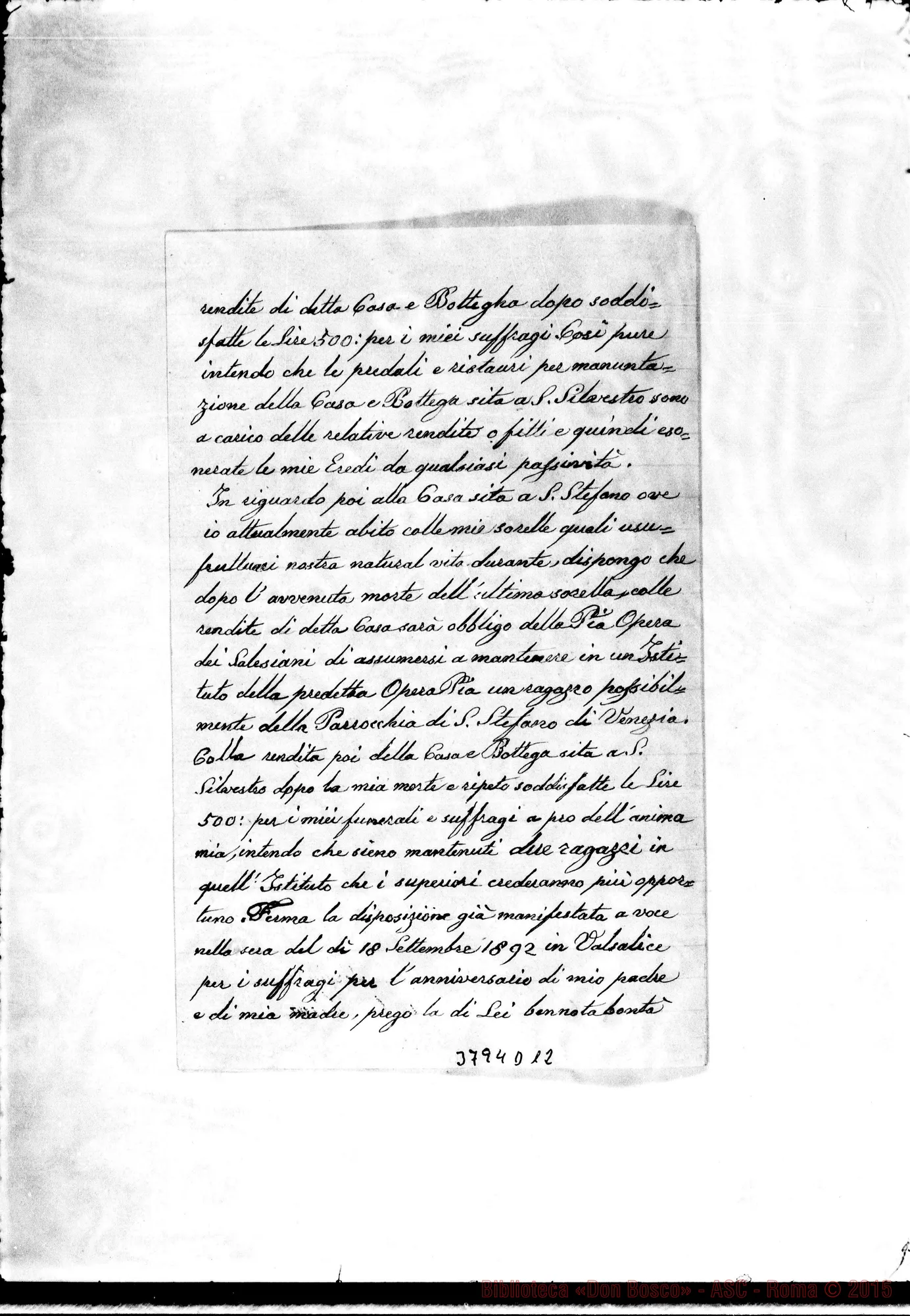 Fotogramma D 12 — « « Venezia, 13-11-1897 Autogr. Rinaldi sulla busta
