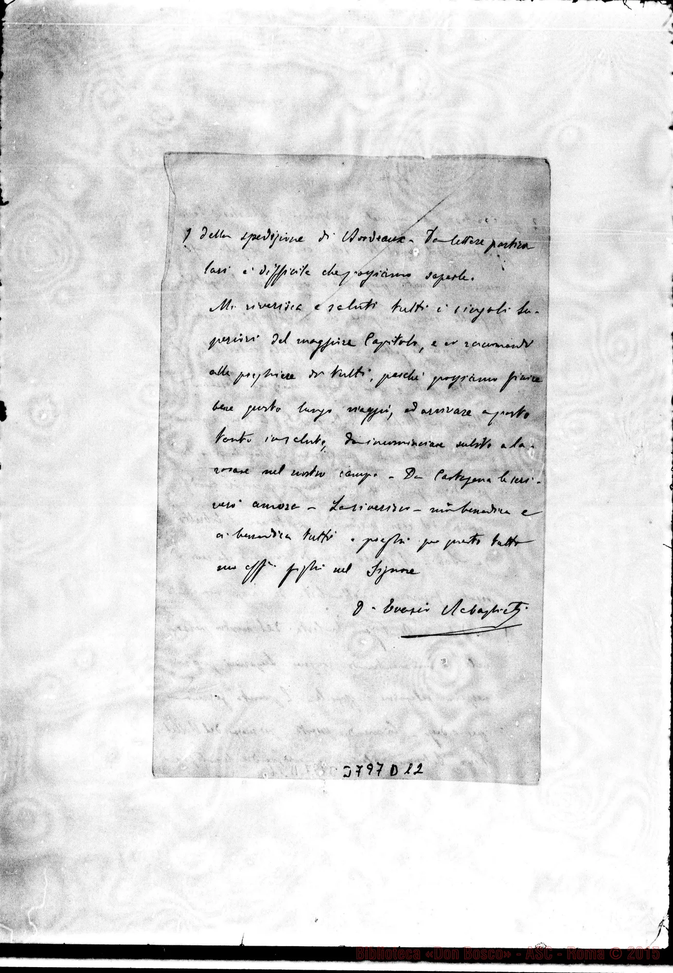 Fotogramma D 12 — « « Port France, 28-02-1891 Autogr. Rua