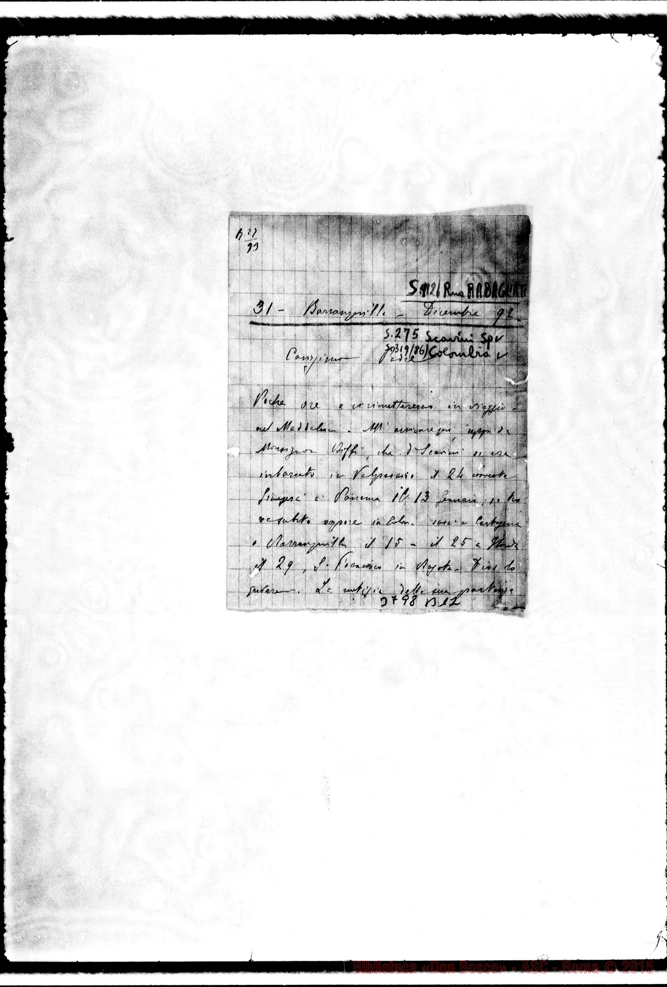 Fotogramma B 12 — ” « Barranquilla, 31-12-1892