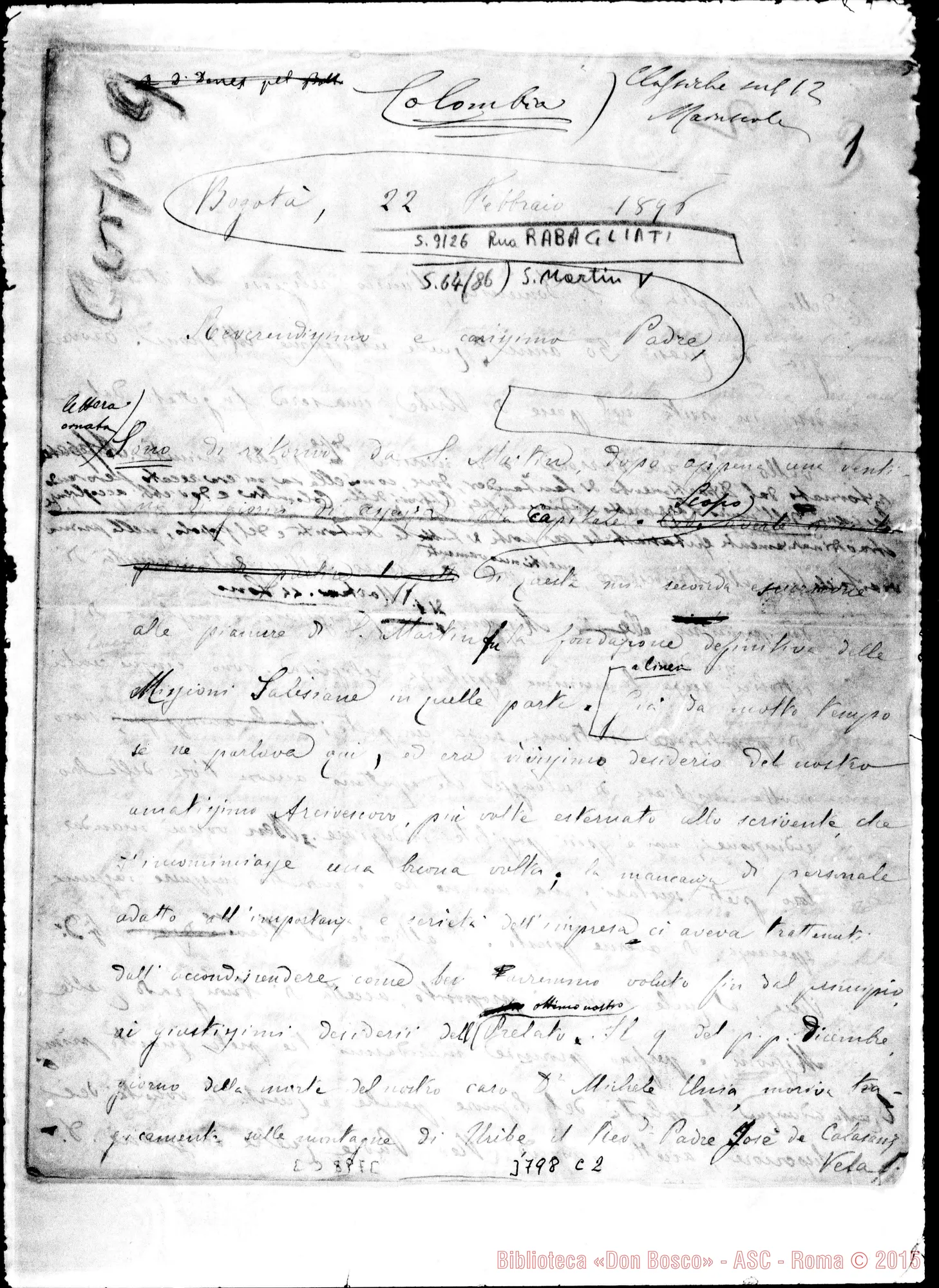Fotogramma C 2 — « « Bogotá, 22-02-1896 Autogr. Rua