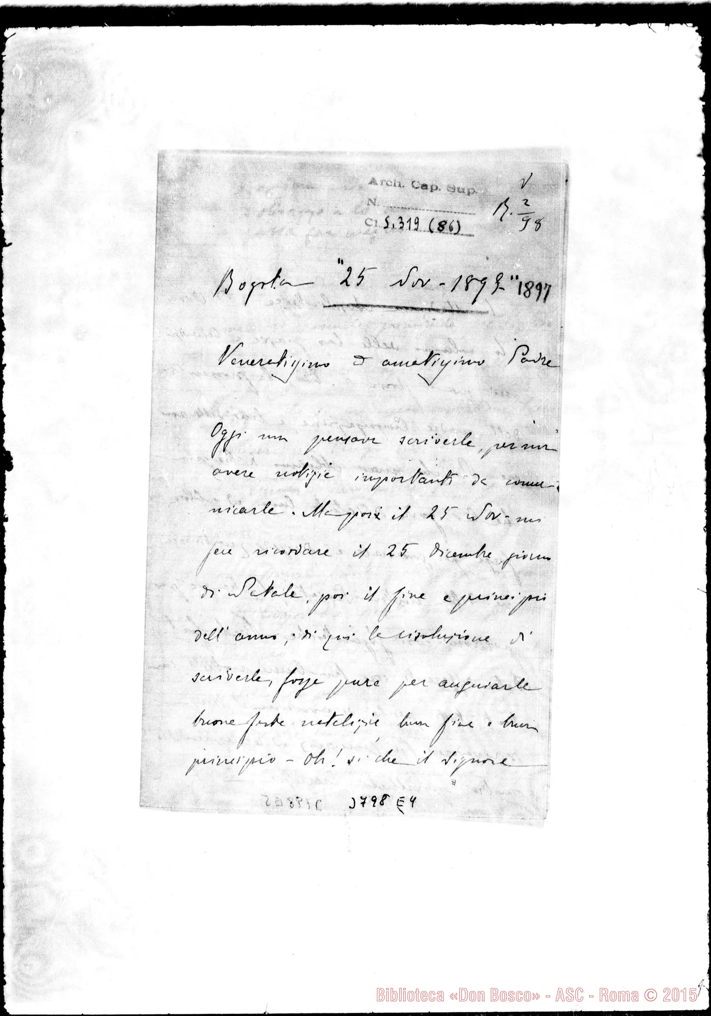 Fotogramma E 4 — « « Bogotá, 25-11-1897 Autogr.Rua