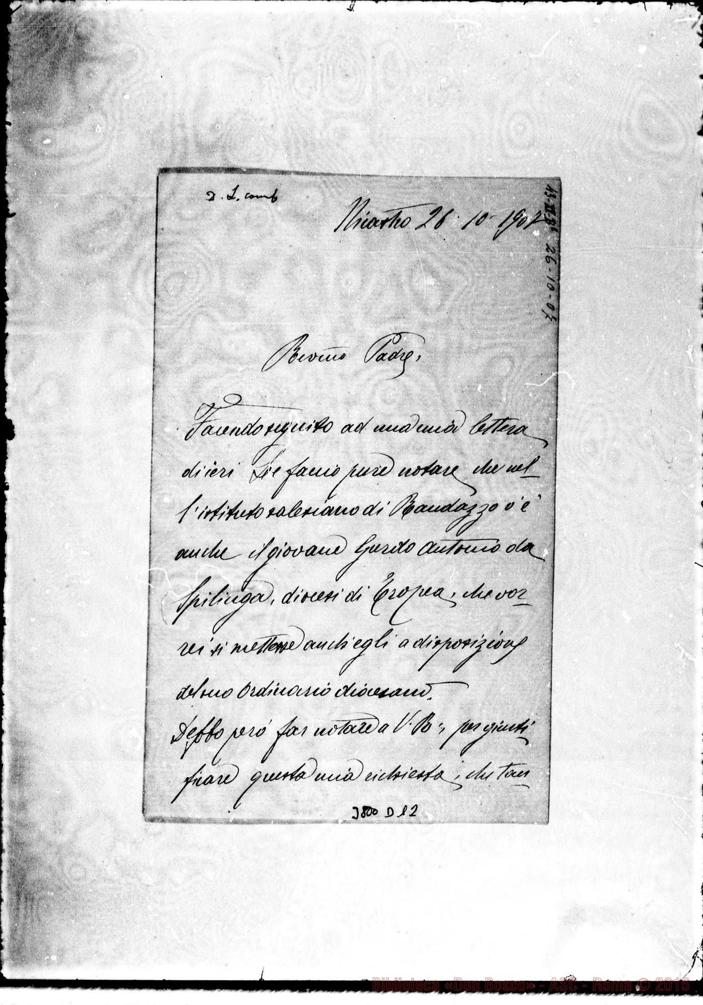 Fotogramma D 12 — « « Nicastro, 26-10-1907 Autogr. Rua