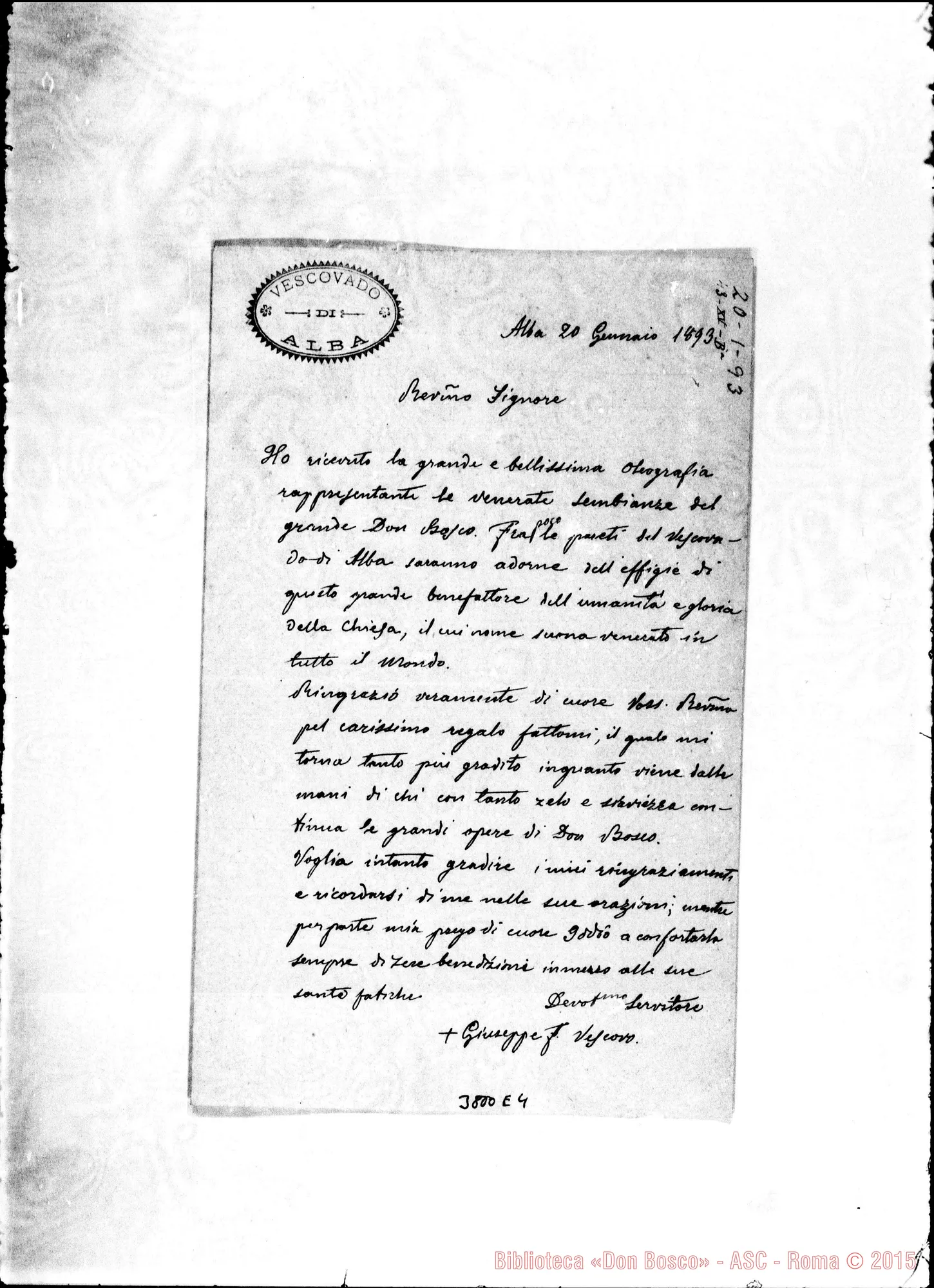 Fotogramma E 4 — Re Giuseppe Franc., vesc. Alba, 20-01-1893