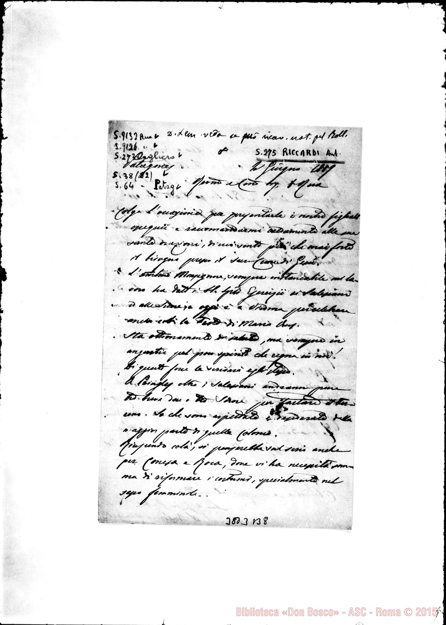Fotogramma B 8 — « « Patagones, 2-06-1889 Autogr. Rua