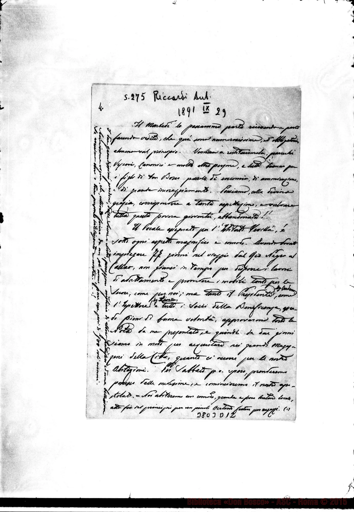 Fotogramma D 12 — « « Lima, 29-09-1891 Autogr. Rua