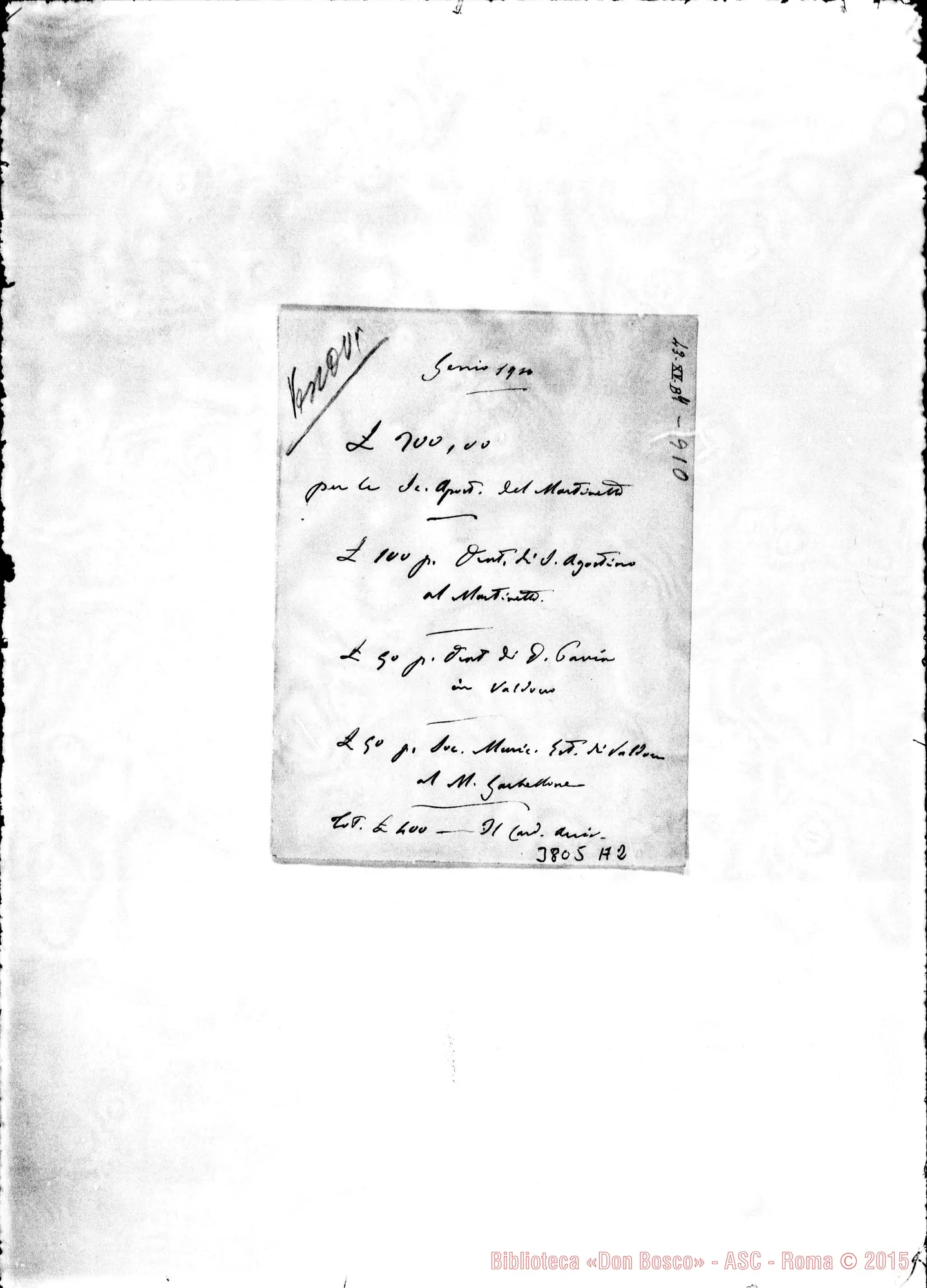 Fotogramma A 2 — « « Torino, 1-01-1910 Biglietto