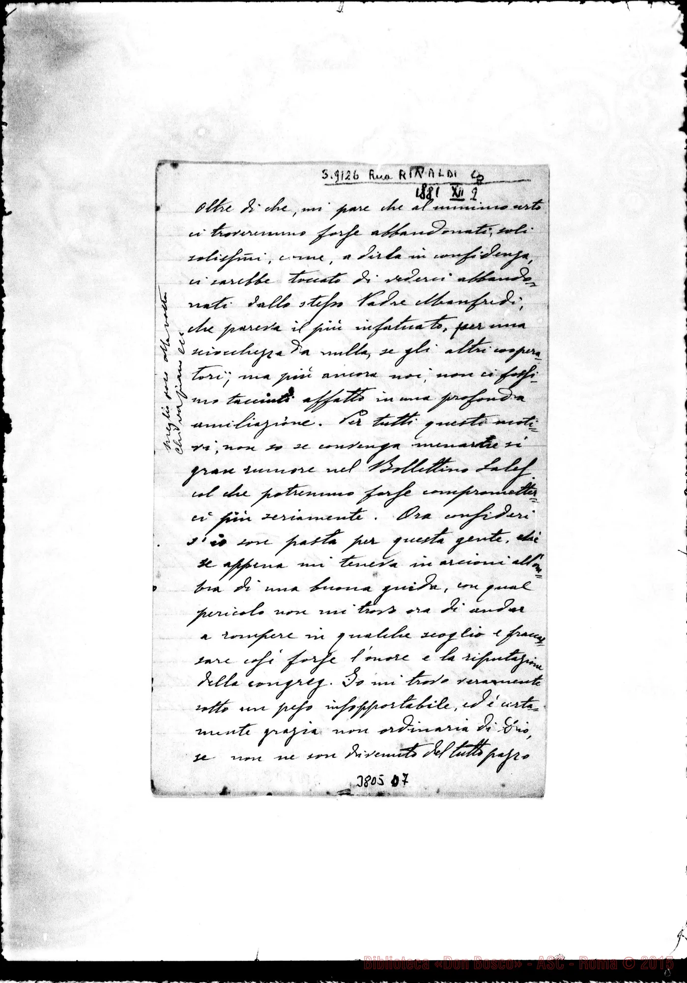 Fotogramma D 7 — « « Faenza, 2-12-1881 Autogr. Rua