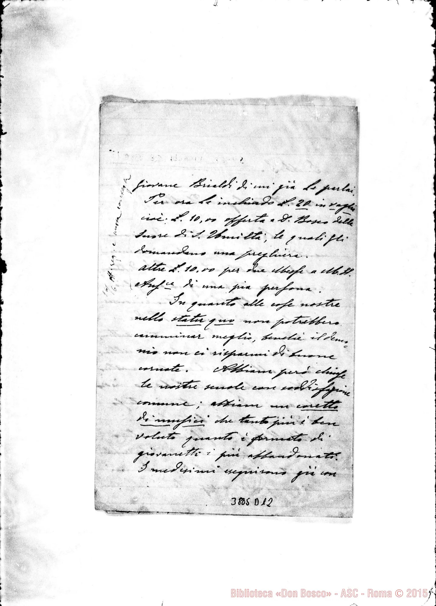 Fotogramma D 12 — « « Faenza, 13-06-1883 Autogr. Rua