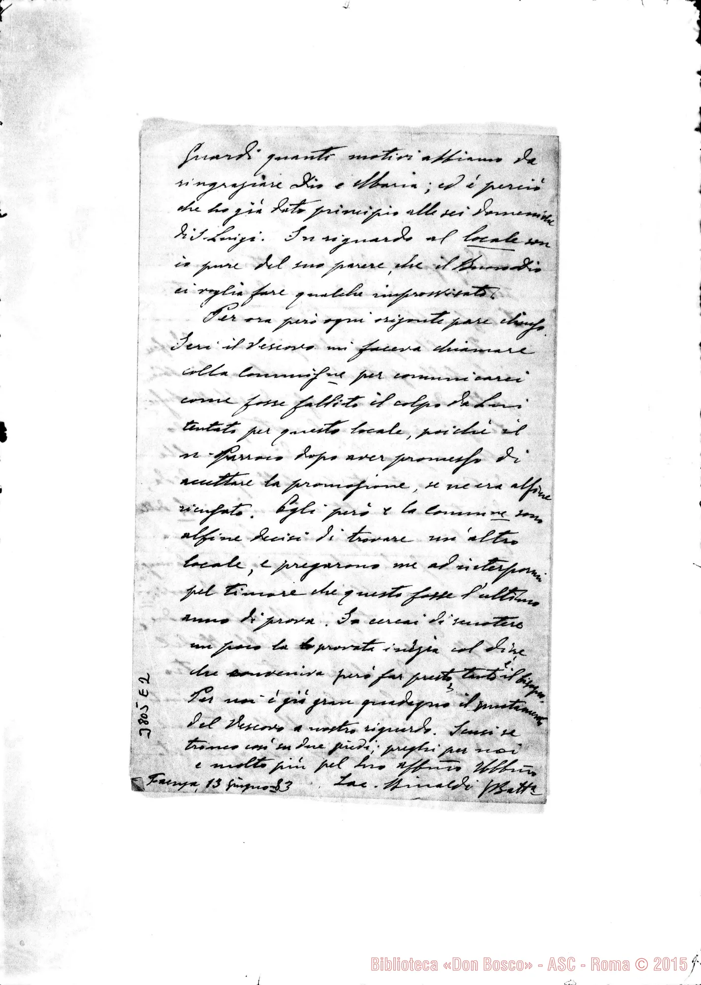 Fotogramma E 2 — « « Faenza, 13-06-1883 Autogr. Rua